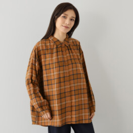エムエムオー 綿１００％ 先染めツイル チェックブラウス