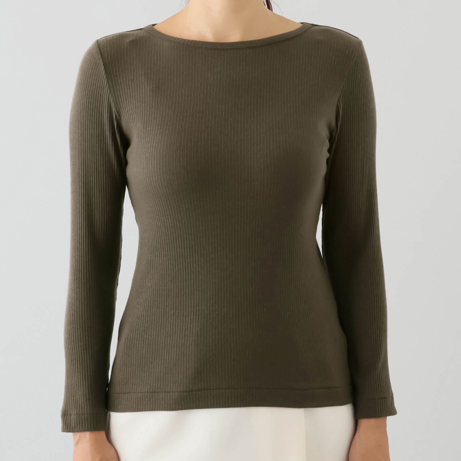 エイガールズ とろける肌触り スーパーストレッチ テンセルカシミヤ混 変形リブプルオーバー