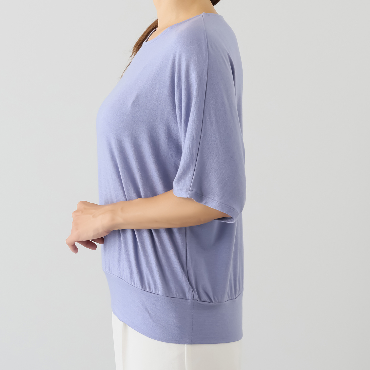 エイガールズ とろける肌触り スーパーストレッチ テンセルカシミヤ混 ドルマンプルオーバー