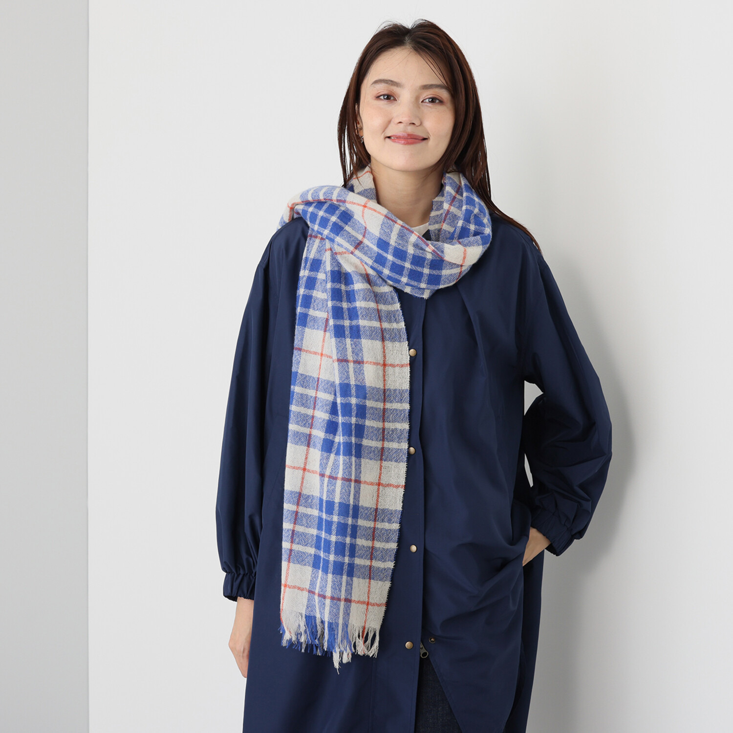 ペイズリーウィズ キンロックアンダーソン ウールカシミヤ タータンチェック 大判ストール