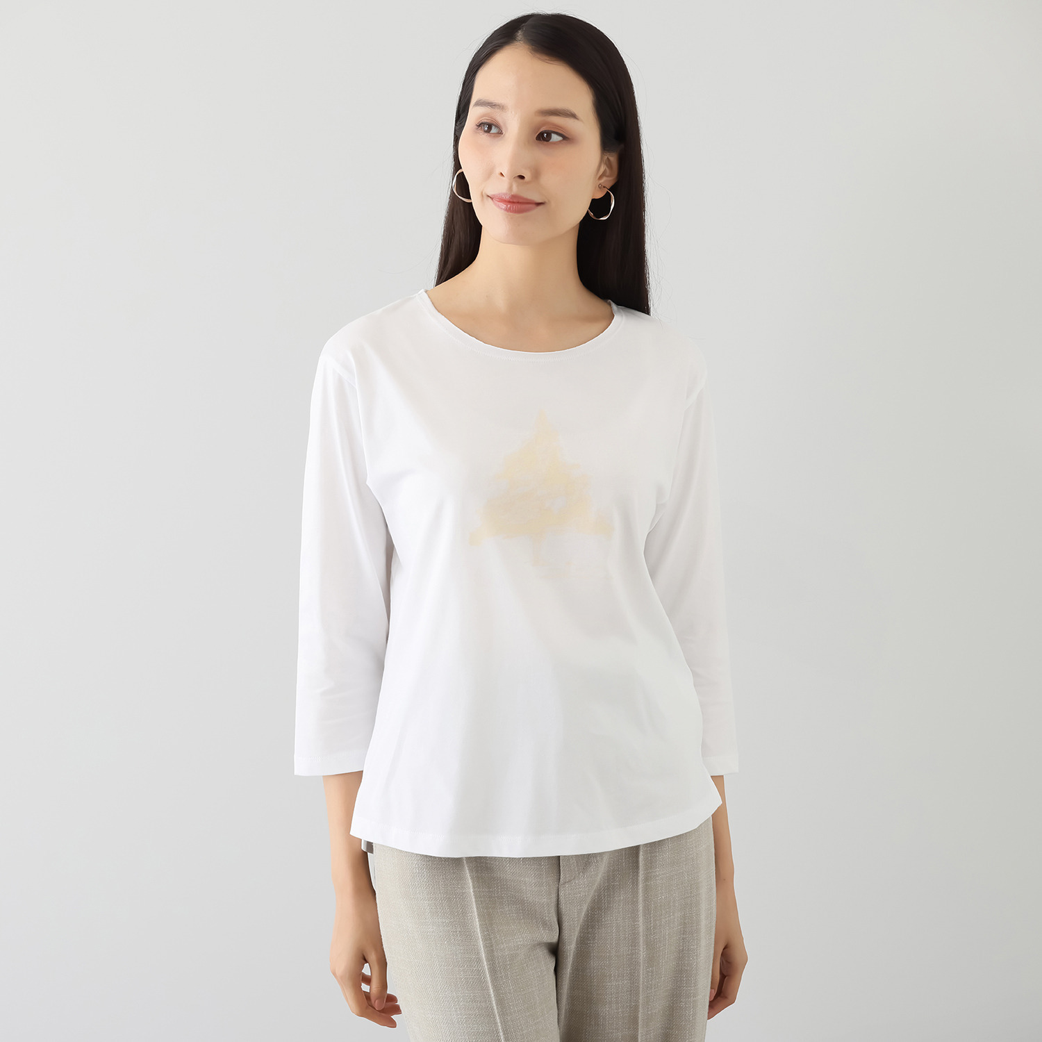 ウノ・ウノ・ドゥーエ ツリーデザイン 七分丈 ロゴＴシャツ