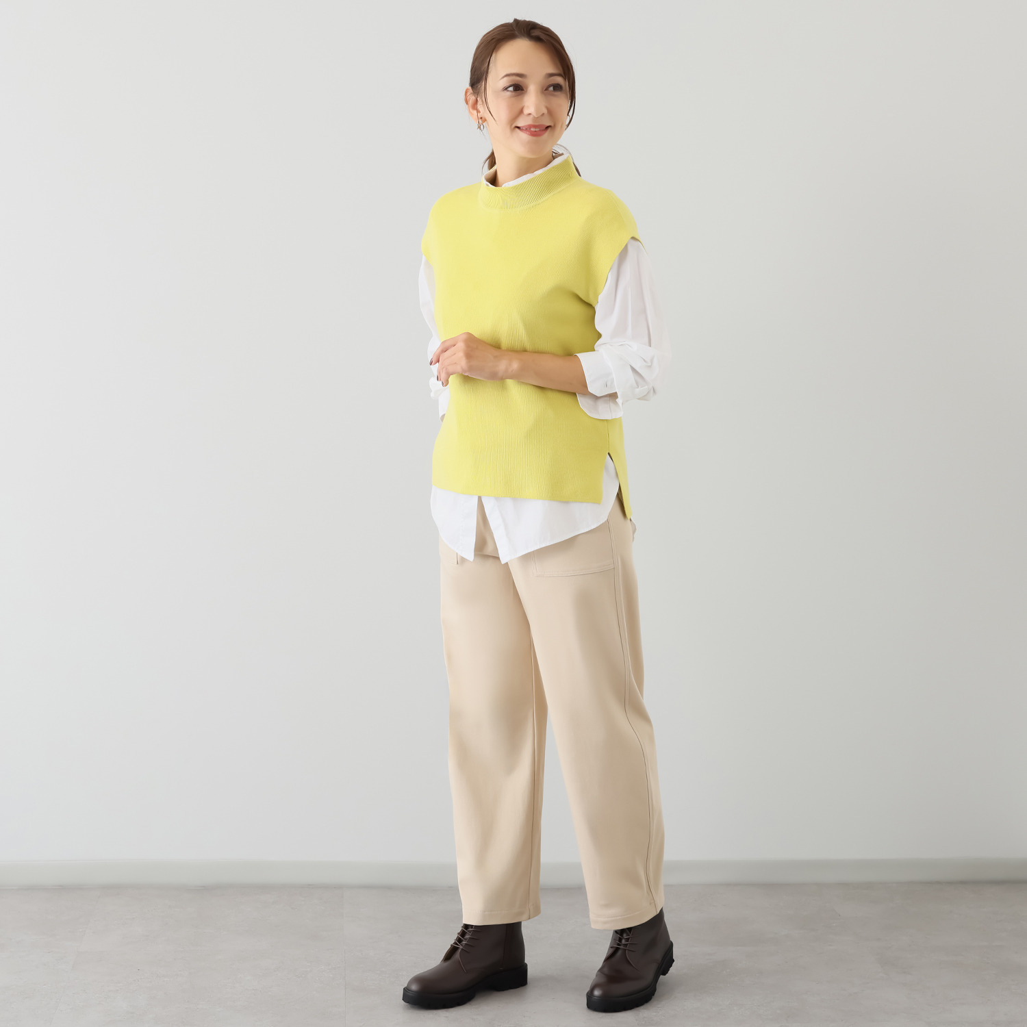 アトリエール レーヨン混 ハイパワーストレッチ ベイカーカーブパンツ