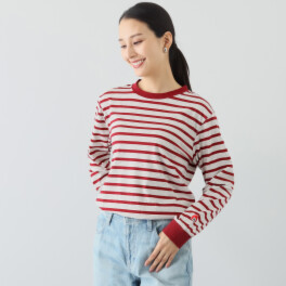 ベティスミス カラーネップ ボーダー クルーネック ロングスリーブＴシャツ ＜ユニセックス＞