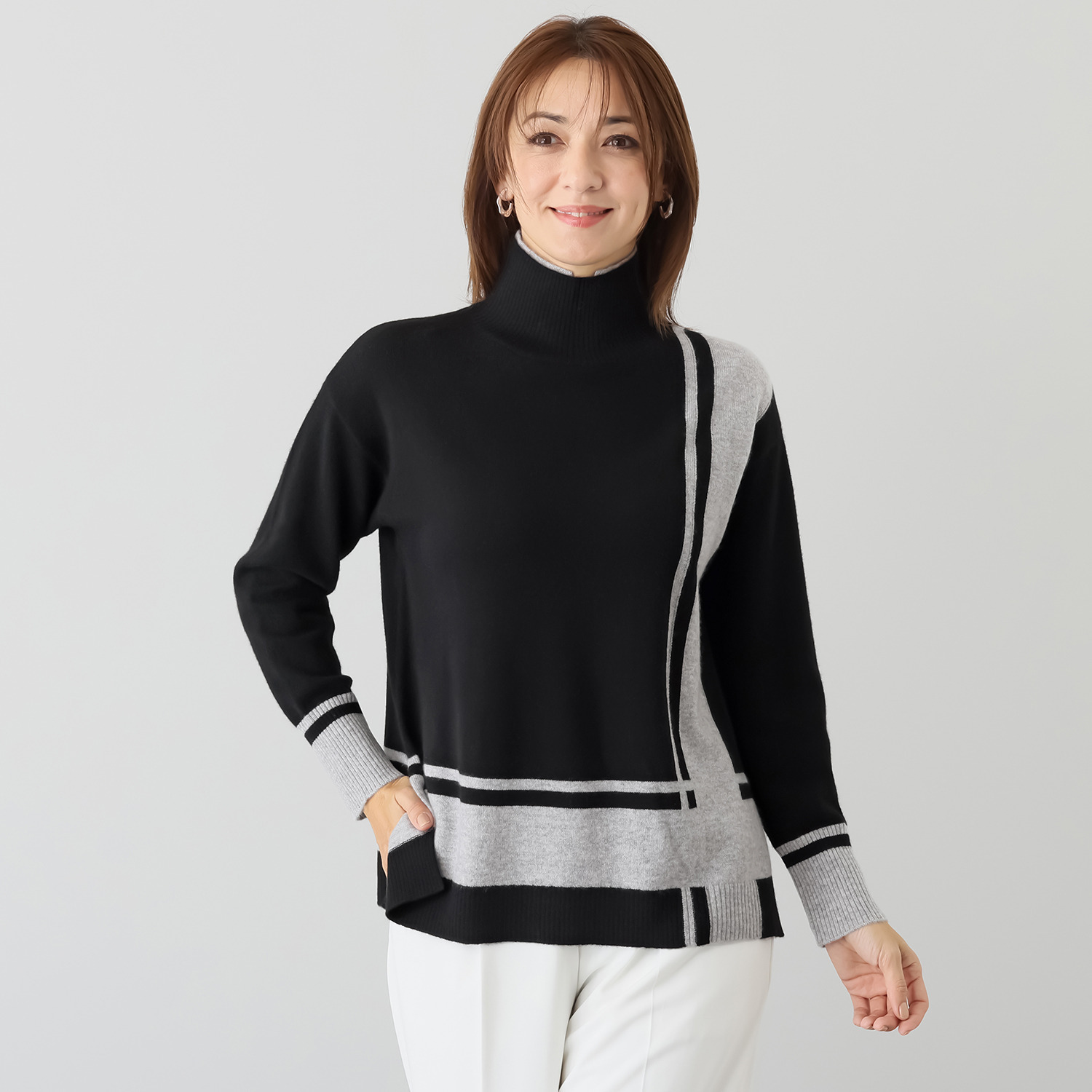 ナチュラム カシミヤ１００％ インターシャ編みで 表現した デザインセーター