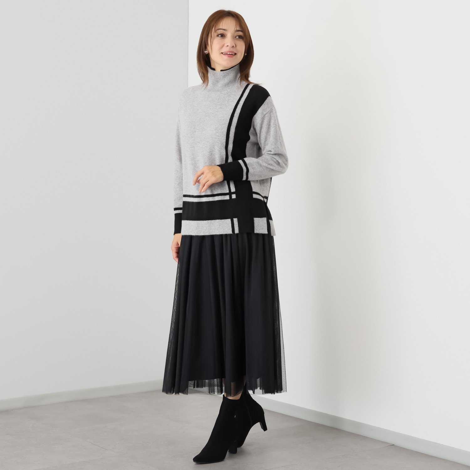 ナチュラム カシミヤ１００％ インターシャ編みで 表現した デザインセーター