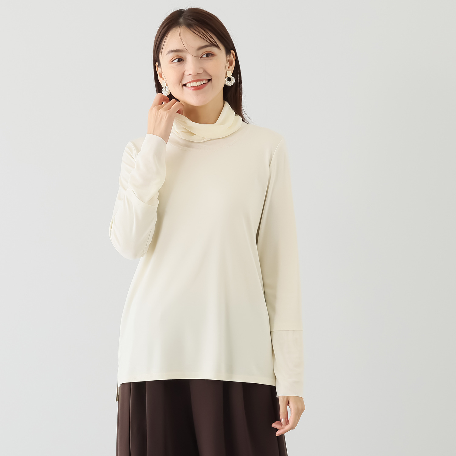 シルバーミントシュガー ソフトチュール使い 長め丈 プルオーバー