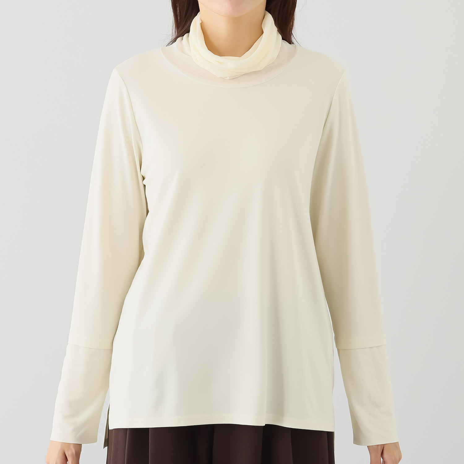 シルバーミントシュガー ソフトチュール使い 長め丈 プルオーバー