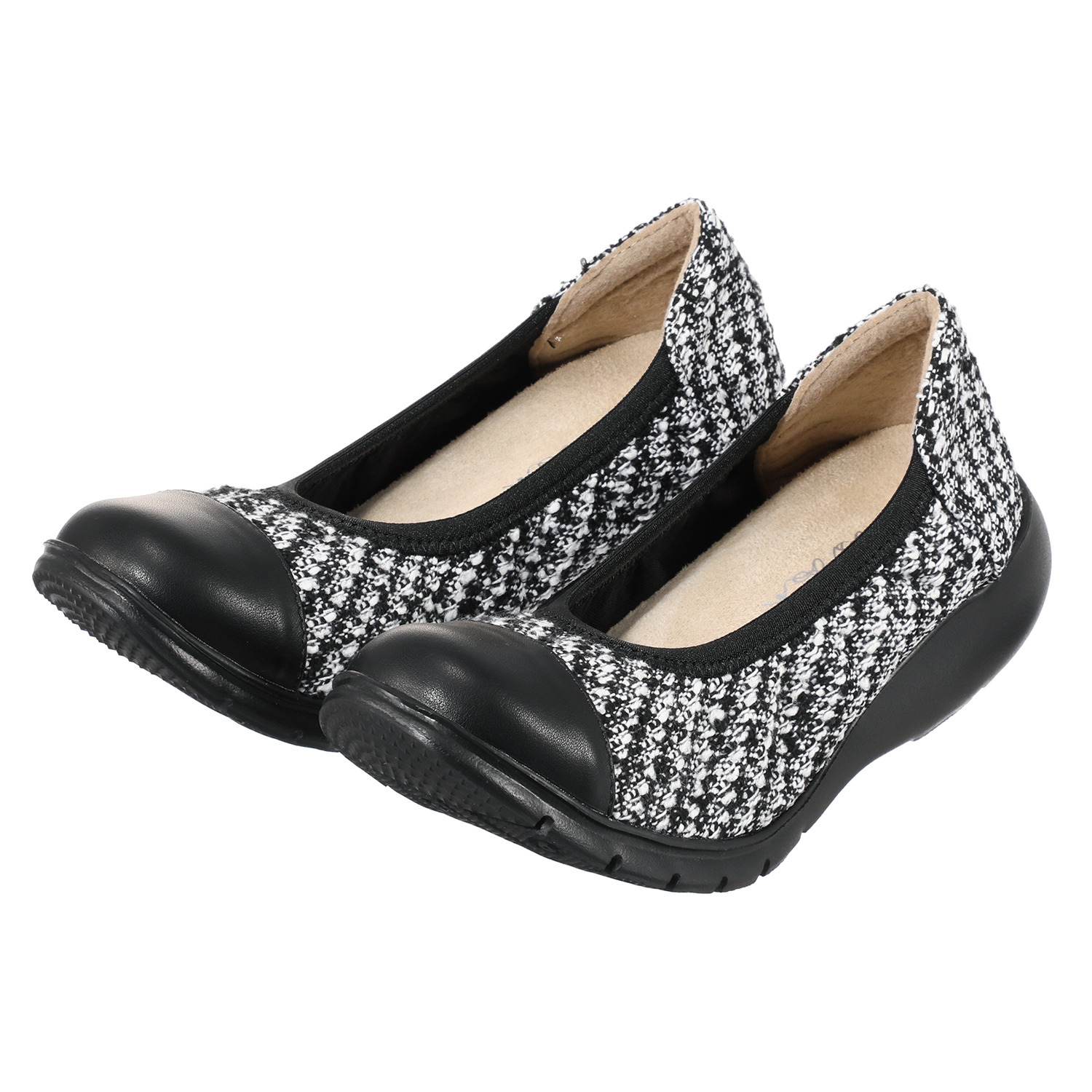 ラックラック 履いて歩いて全身運動！ 空飛ぶ　洗える 異素材切り替え エレガントパンプス