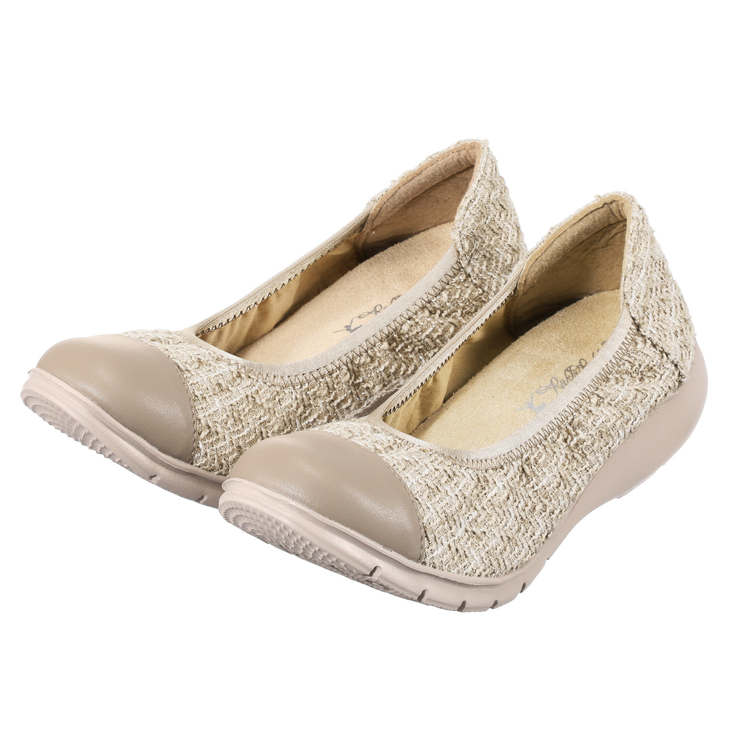 ラックラック 履いて歩いて全身運動！ 空飛ぶ　洗える 異素材切り替え エレガントパンプス