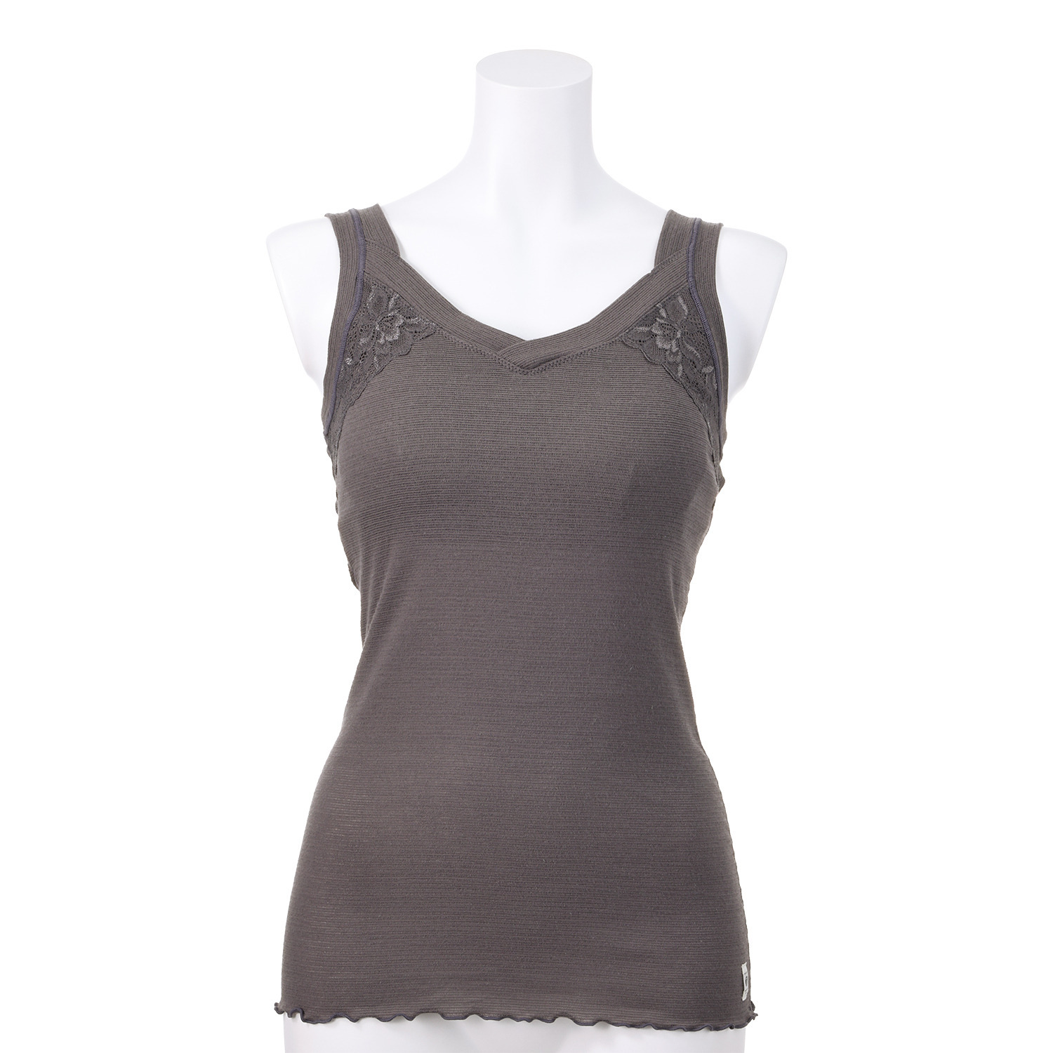 丸福ガーゼ 吸水速乾・抗菌防臭 綿モダール混 レーシー カップ付タンクトップ