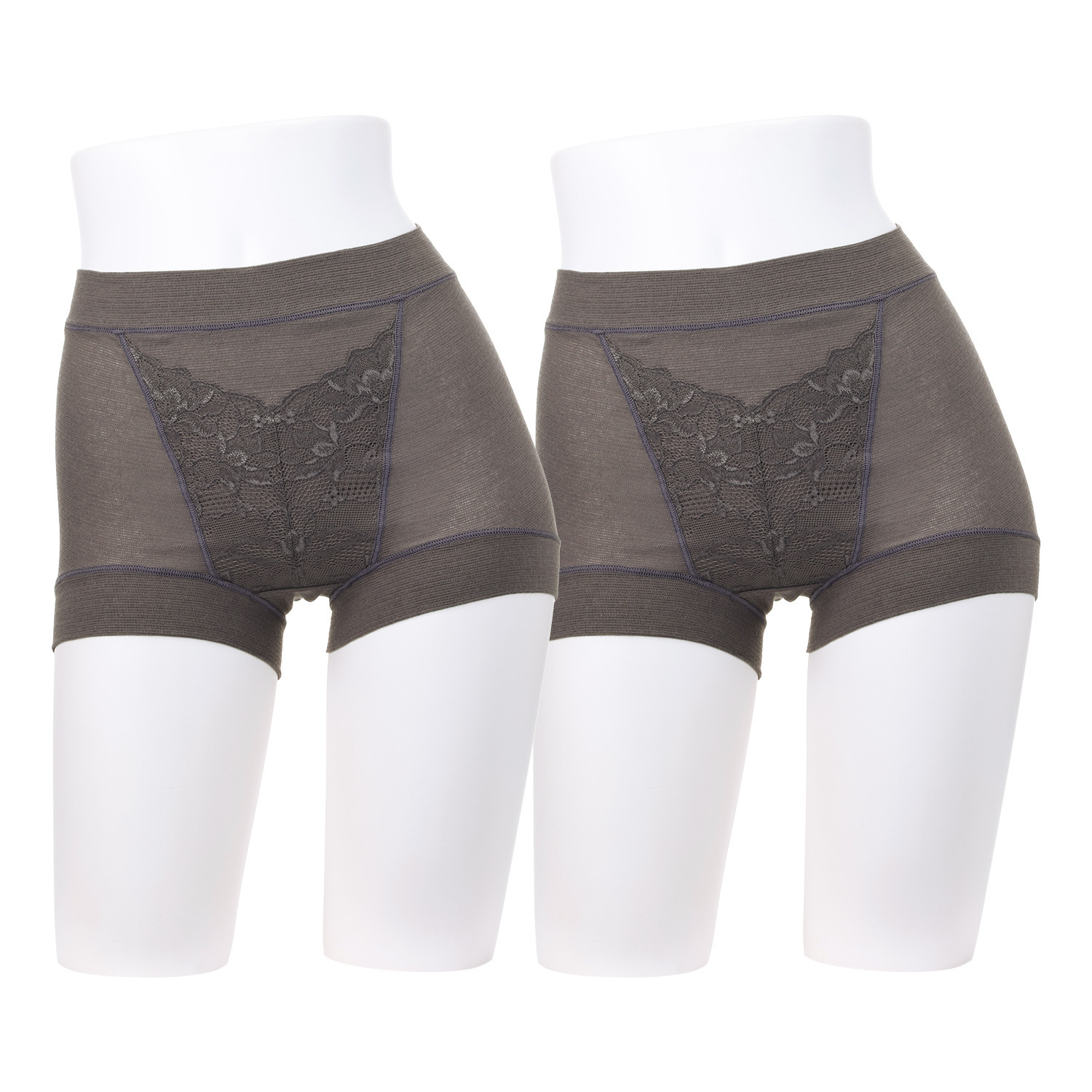 丸福ガーゼ 吸水速乾・抗菌防臭 綿モダール混 レーシー極らく 一分丈ショーツ２枚セット