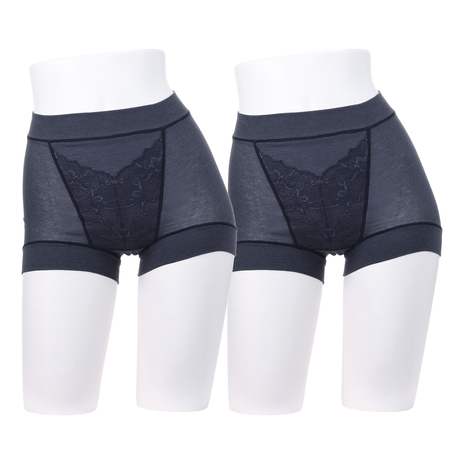 丸福ガーゼ 吸水速乾・抗菌防臭 綿モダール混 レーシー極らく 一分丈ショーツ２枚セット