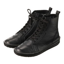 ミントドロップ 牛革 軽量ソール ファスナー付 レースアップブーツ