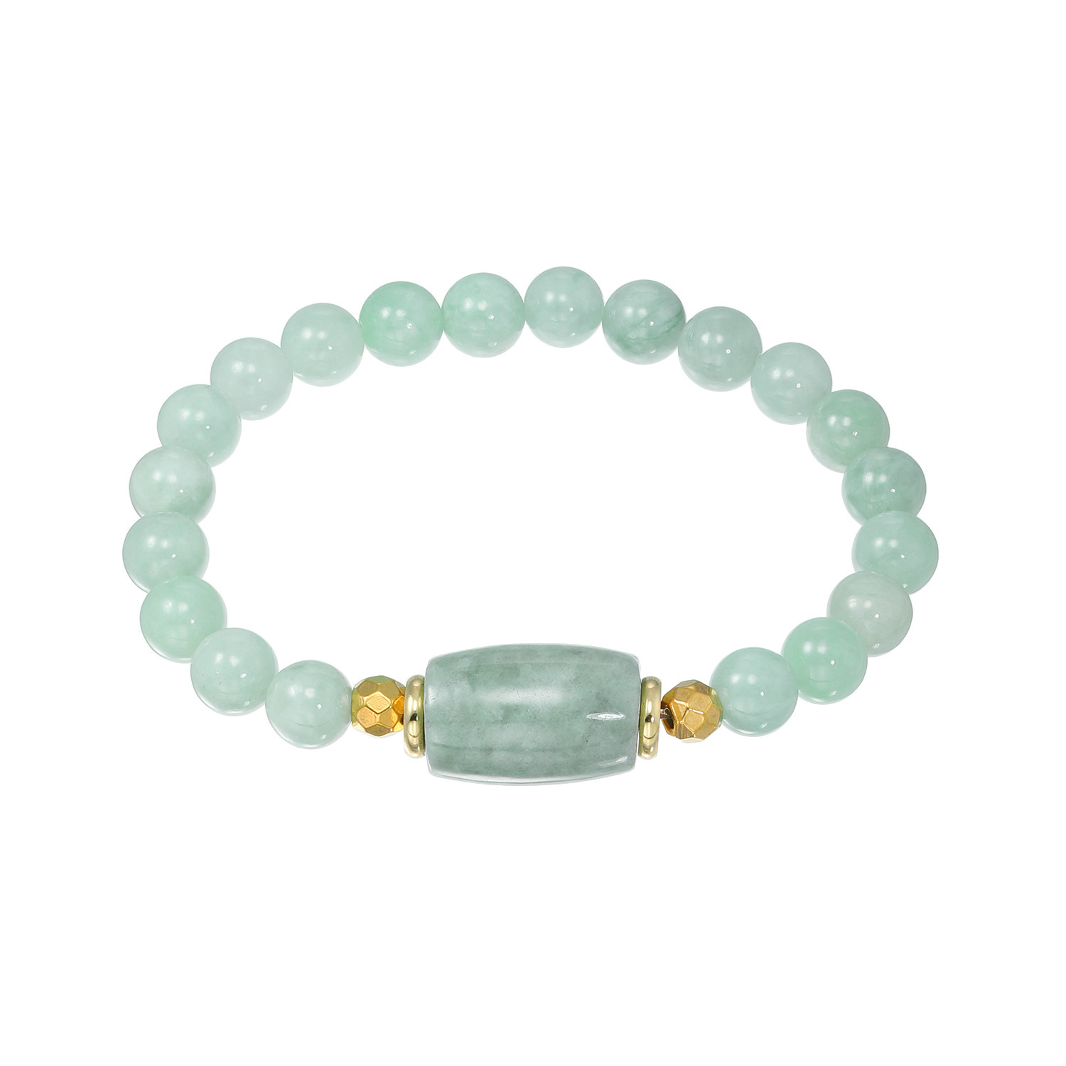 マスターストーン ステンレス 無着色本翡翠 たる型パーツ＆丸玉 イラスティック ブレスレット