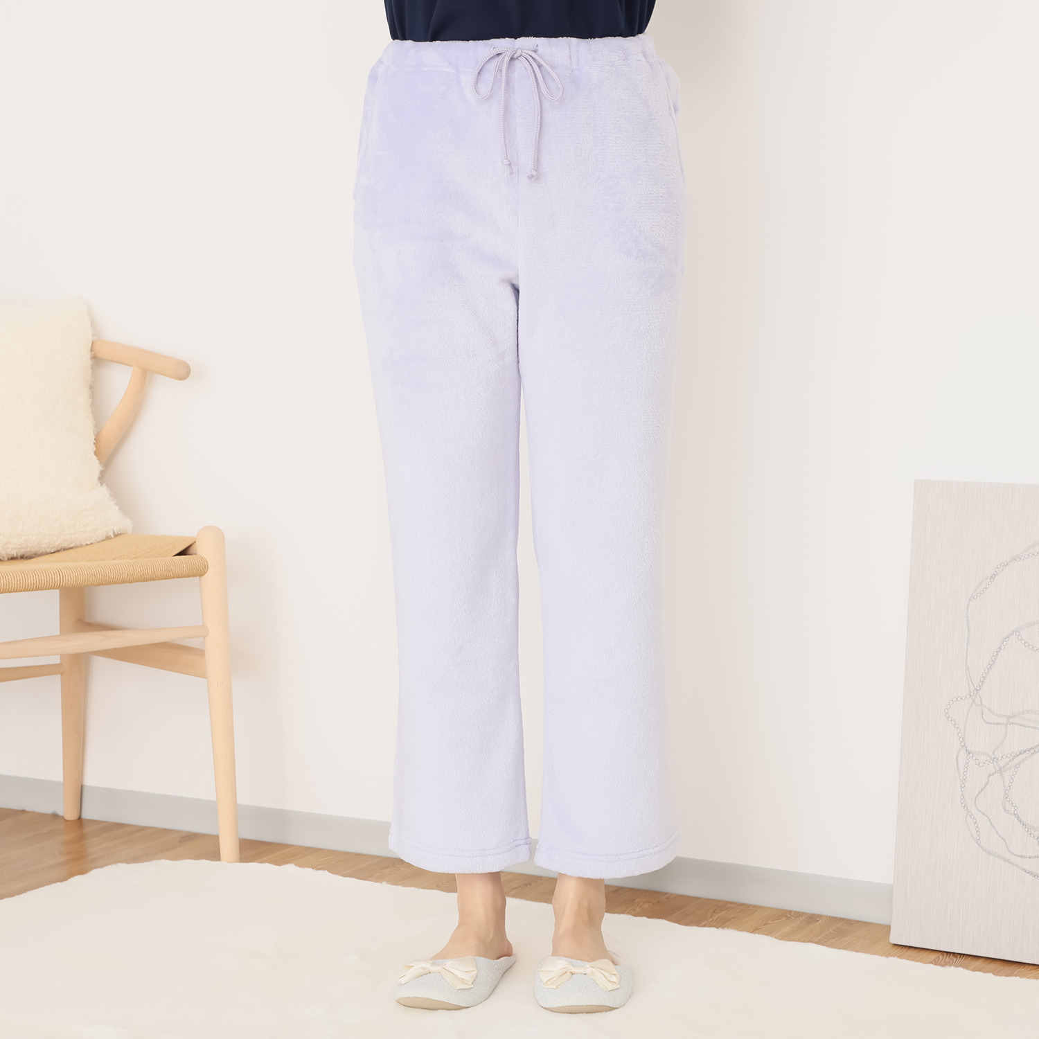 ラデリア あったかカーデ付 肌側コットンのトップス＆ パンツ ルームウェア３点セット