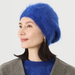 カシミコ 日本製 カシミヤ１００％ ファー加工ベレー帽