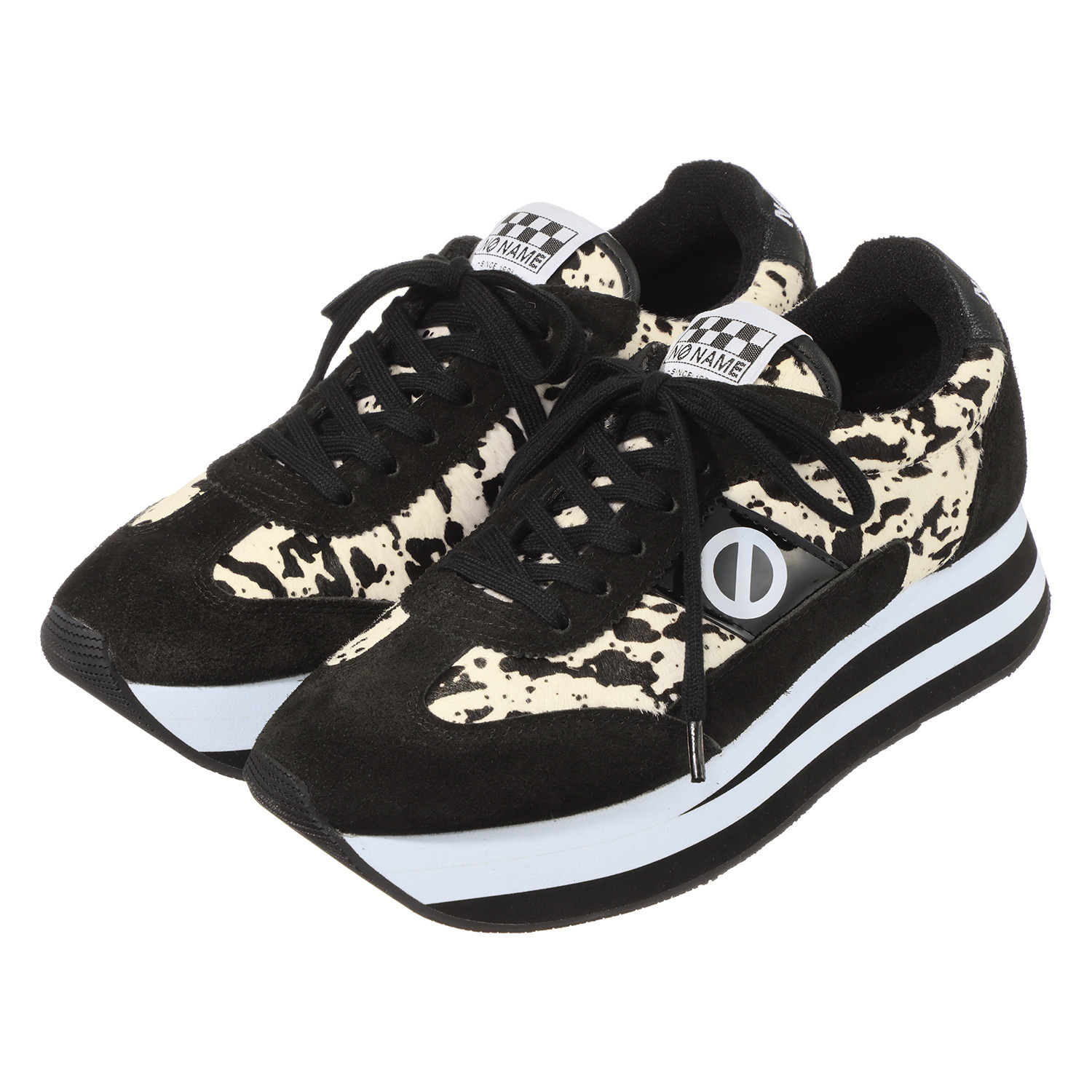 ノーネーム 牛革コンビ 軽量厚底スニーカー “フレックスジョガー”