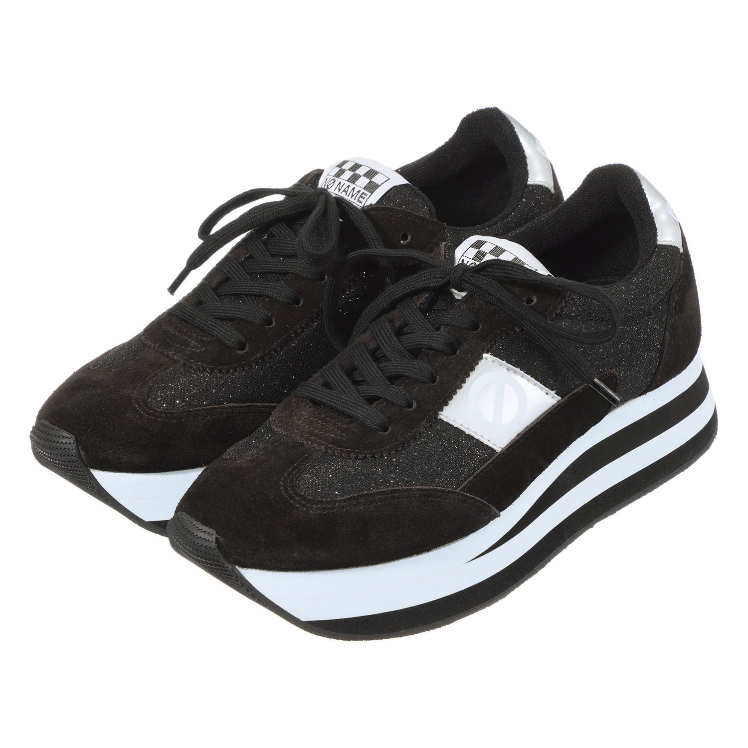 ノーネーム 牛革コンビ 軽量厚底スニーカー “フレックスジョガー”