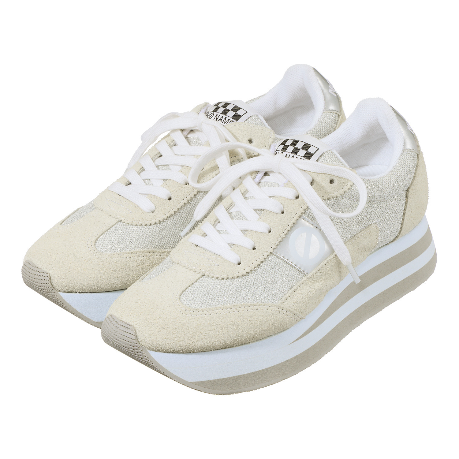 ノーネーム 牛革コンビ 軽量厚底スニーカー “フレックスジョガー”