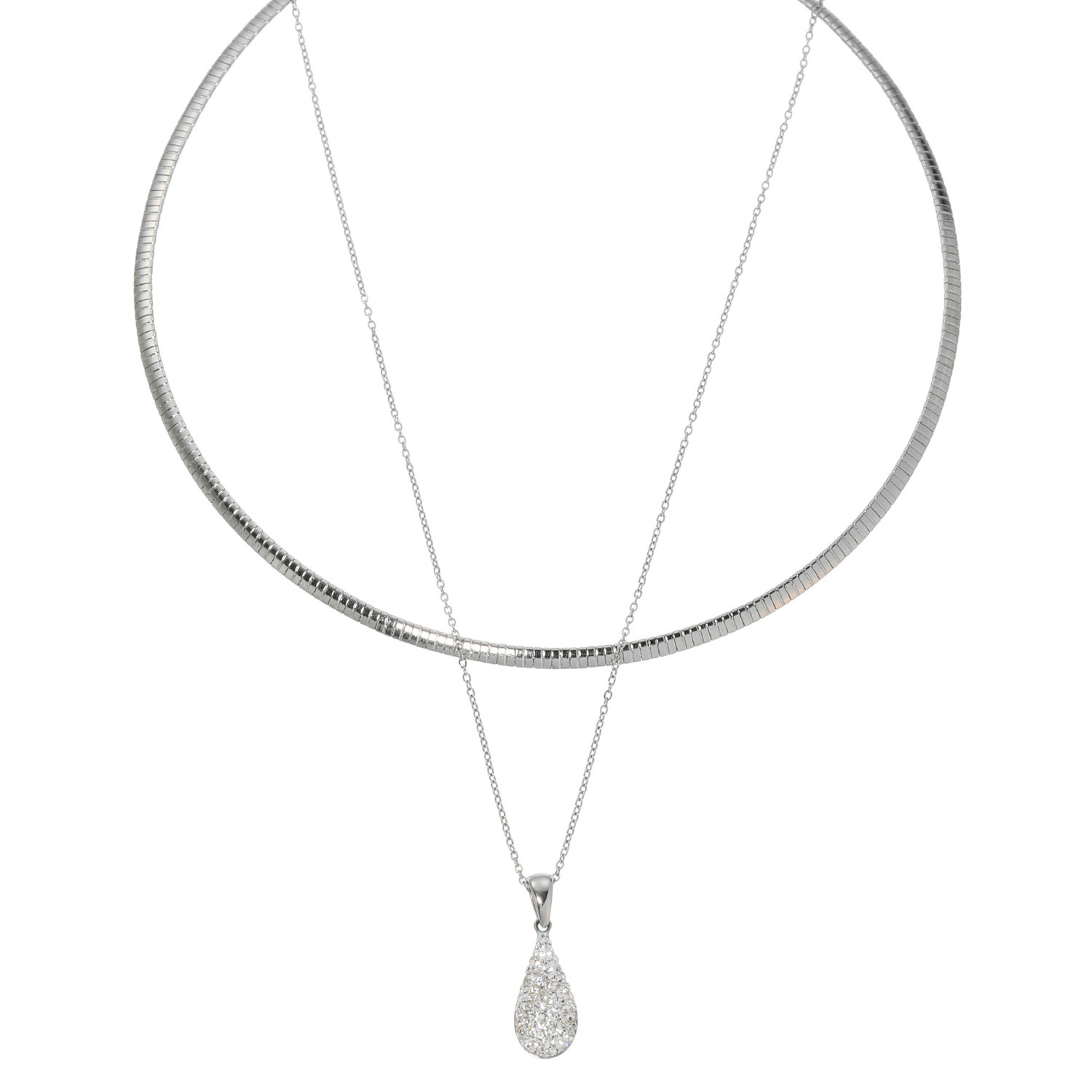 エービーステン ステンレス フェミニンチョーカー＆ ロングペンダント＆ マグネットアジャスター セット