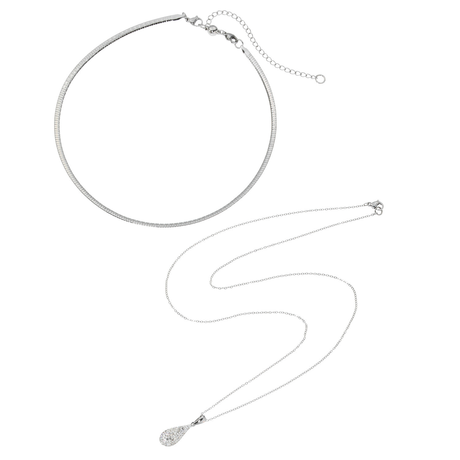 エービーステン ステンレス フェミニンチョーカー＆ ロングペンダント＆ マグネットアジャスター セット