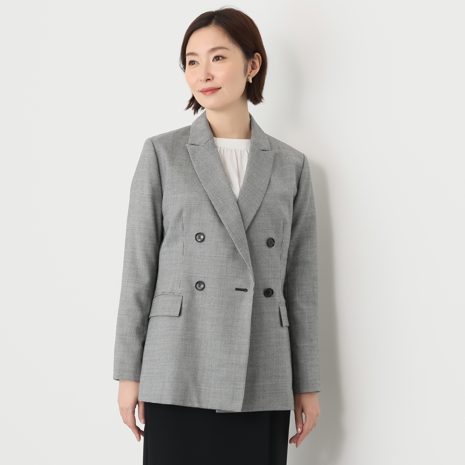 ポルトゥヴィーダ ウォッシャブル ウール混 ダブルジャケット