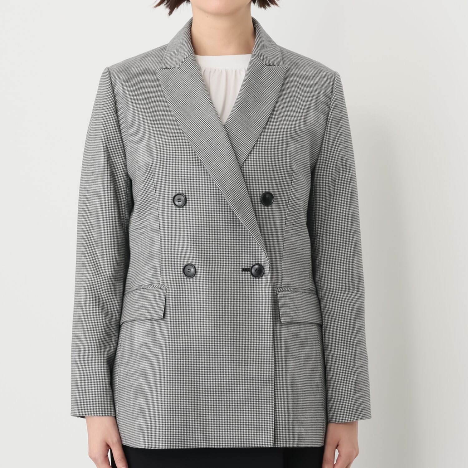 ポルトゥヴィーダ ウォッシャブル ウール混 ダブルジャケット