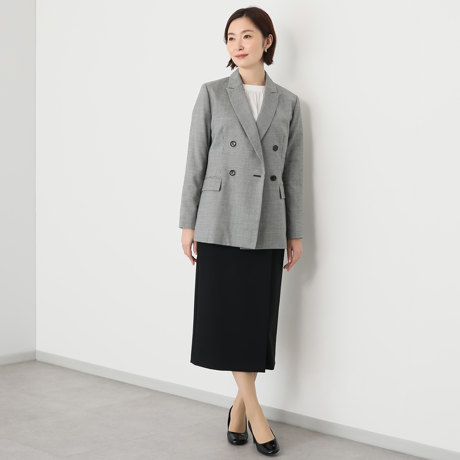 ポルトゥヴィーダ ウォッシャブル ウール混 ダブルジャケット