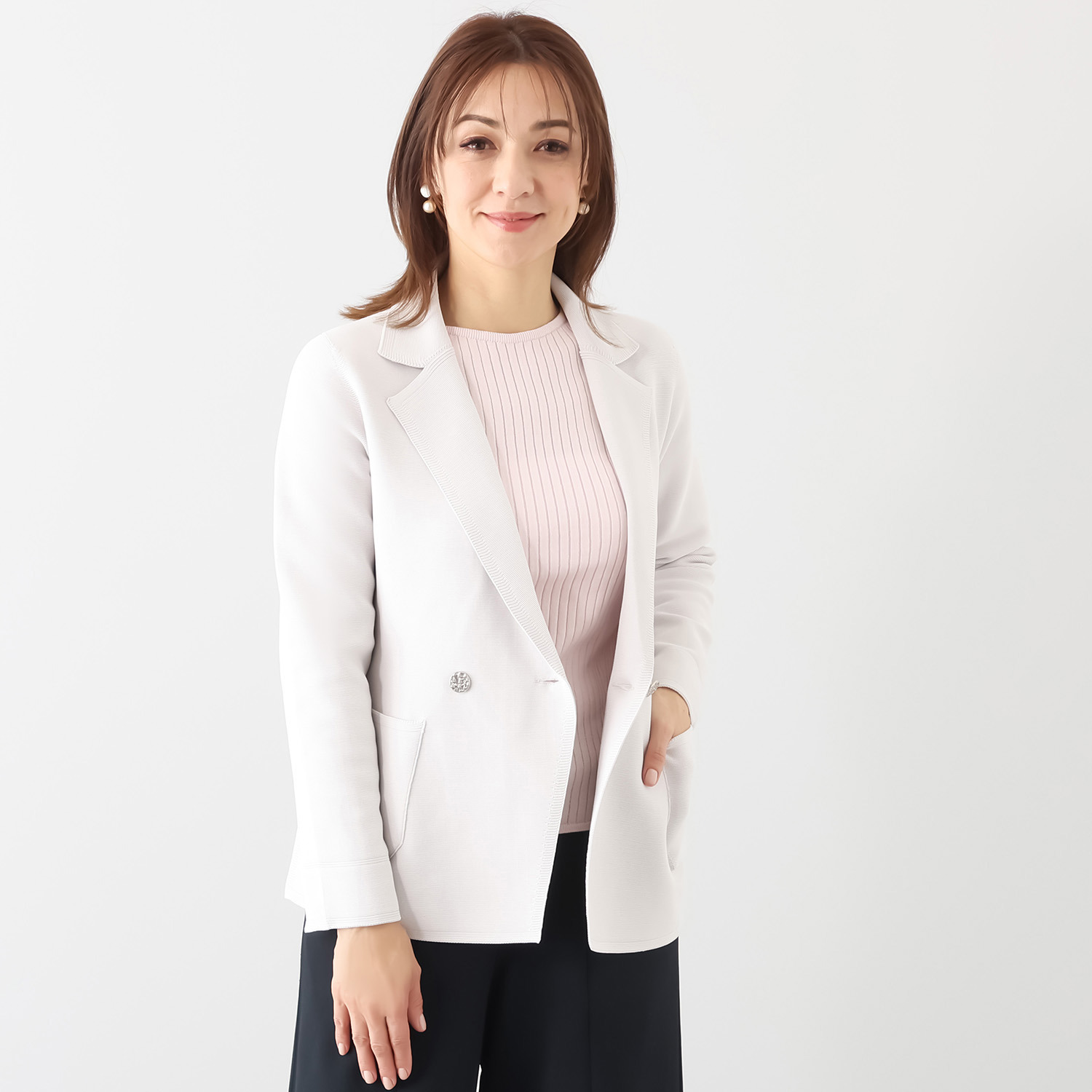 マルティジャーニ 日本製　匠の技 立体編 軽量ストレッチ ダブルジャケット