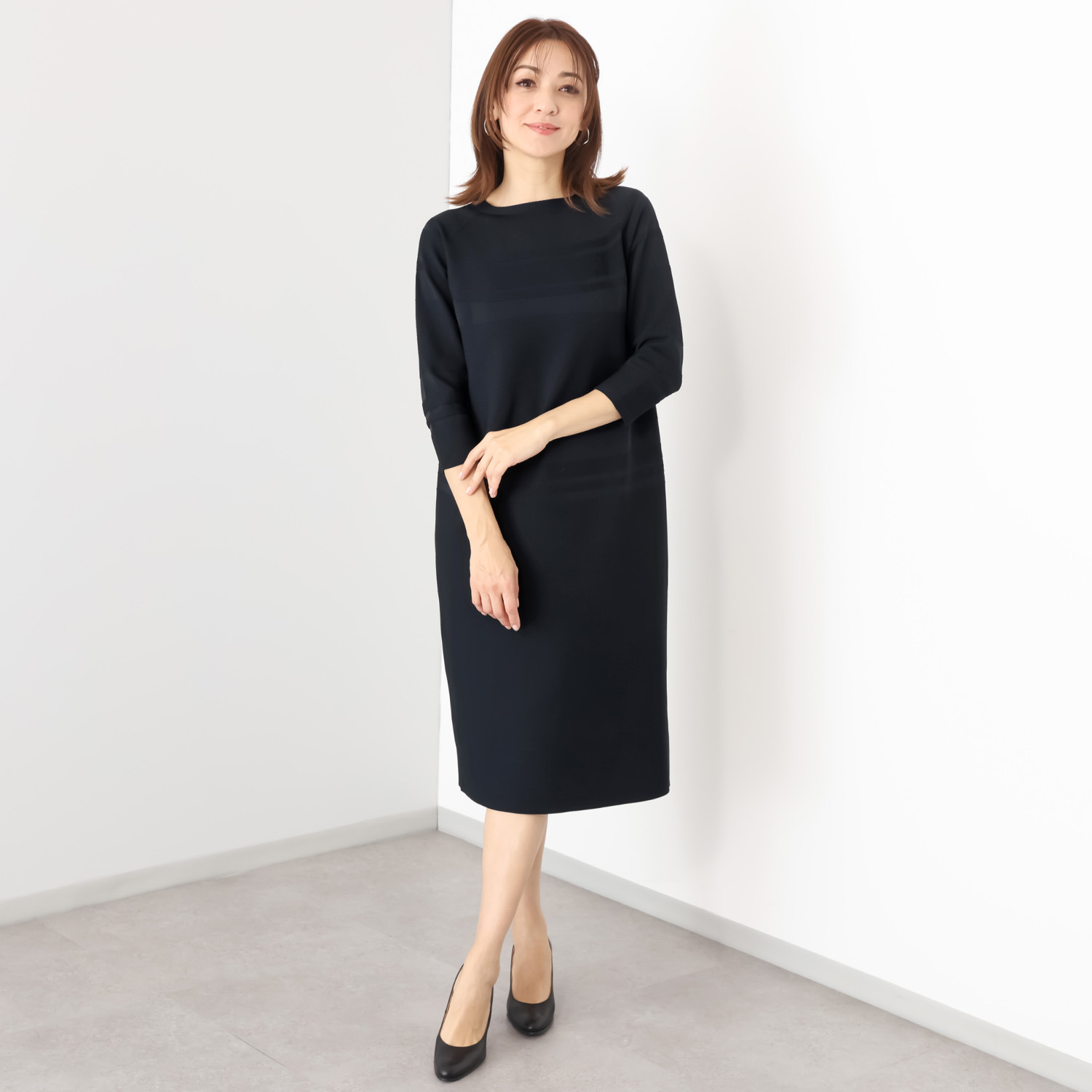 マルティジャーニ 日本製　匠の技 立体編 軽量ストレッチ コクーンワンピース