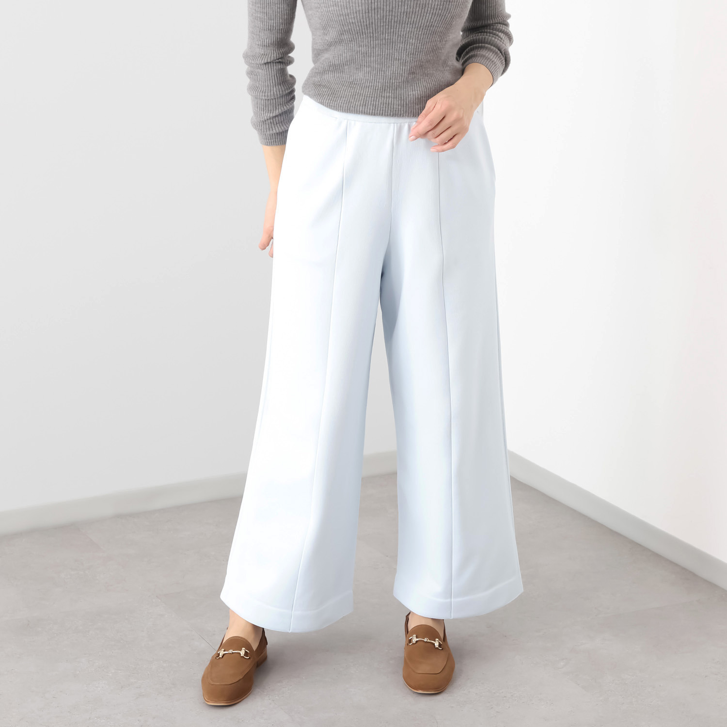 マルティジャーニ 日本製　匠の技 立体編 軽量ストレッチ ワイドパンツ