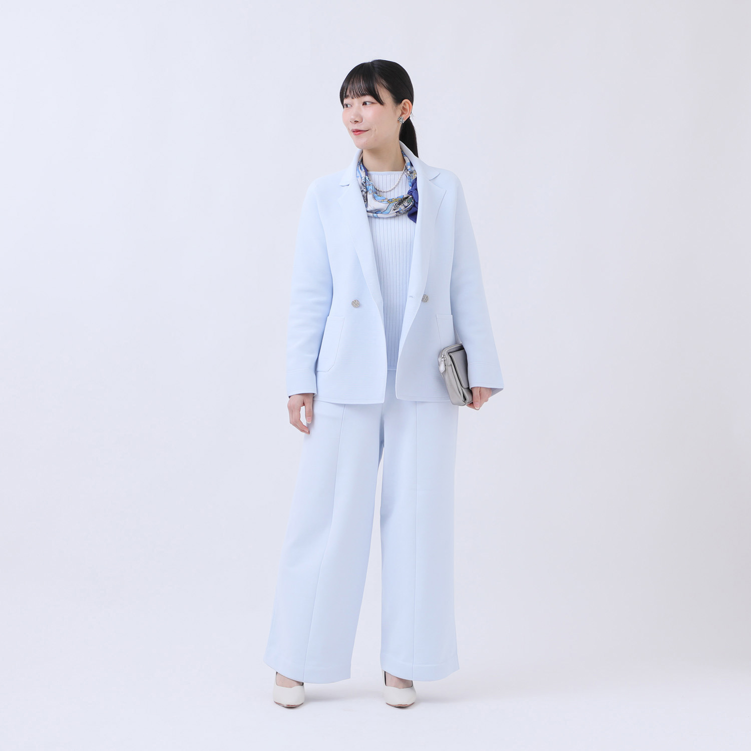 マルティジャーニ 日本製　匠の技 立体編 軽量ストレッチ ワイドパンツ