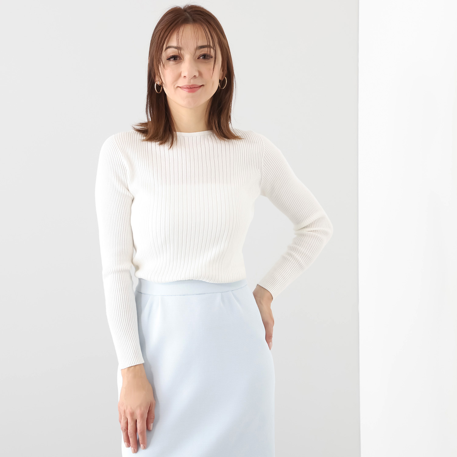 マルティジャーニ 日本製 匠の技　立体編 コットンシルク ランダムリブプルオーバー