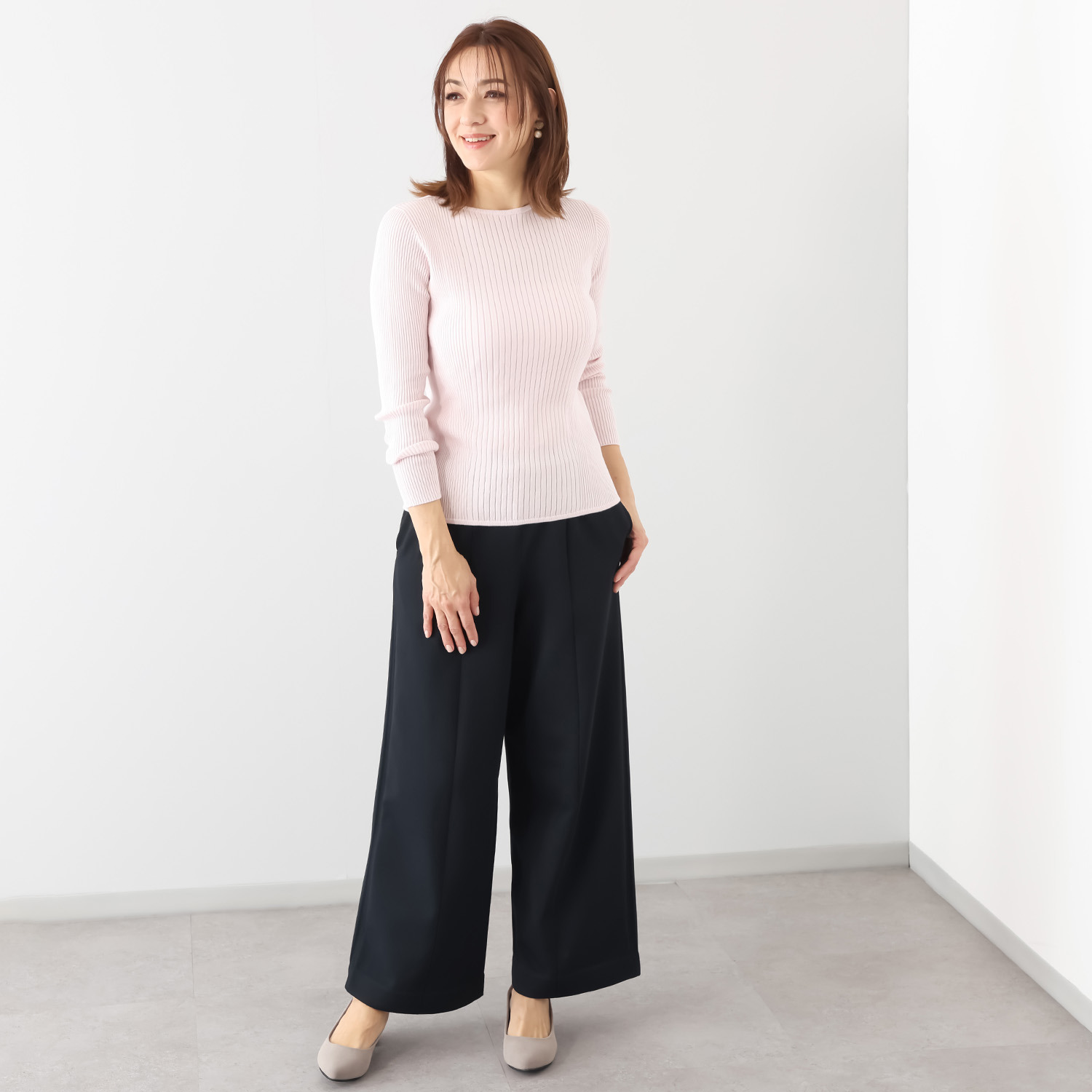 マルティジャーニ 日本製 匠の技　立体編 コットンシルク ランダムリブプルオーバー