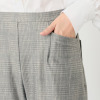 ピーツー チェックプリント 裏微起毛セミワイドパンツ