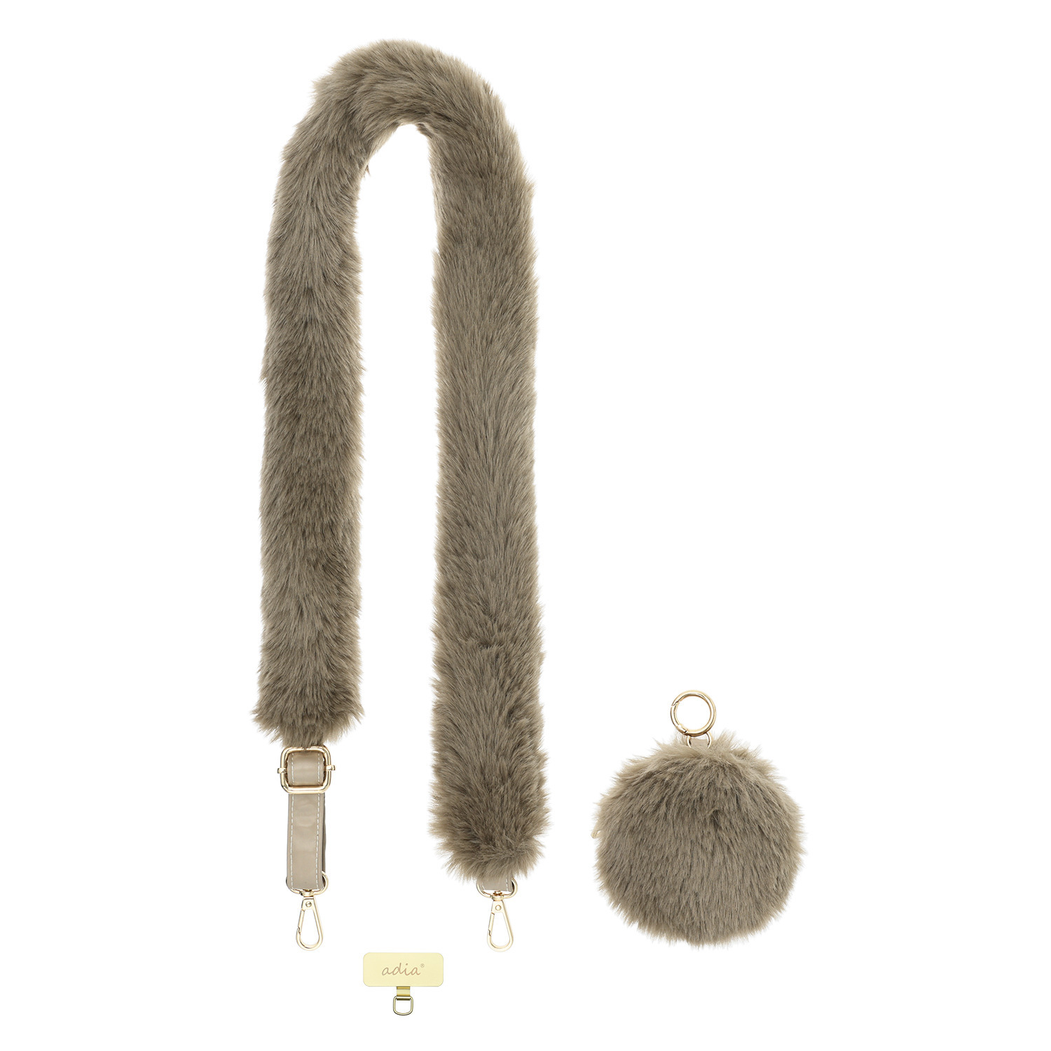 エイディア バッグやスマホが大変身！ 長さ調節ができる ポーチ付 エコファー ショルダーストラップ