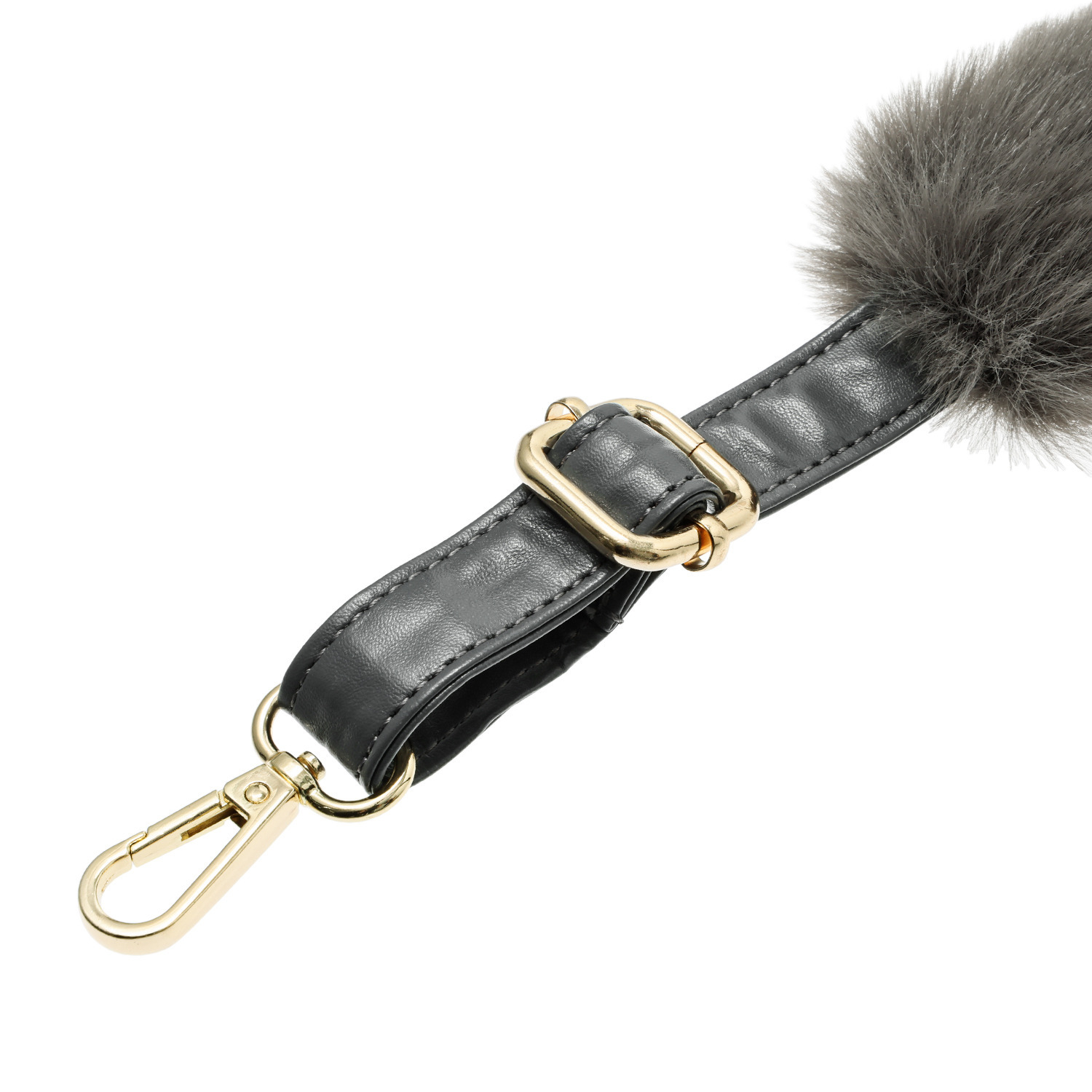 エイディア バッグやスマホが大変身！ 長さ調節ができる ポーチ付 エコファー ショルダーストラップ