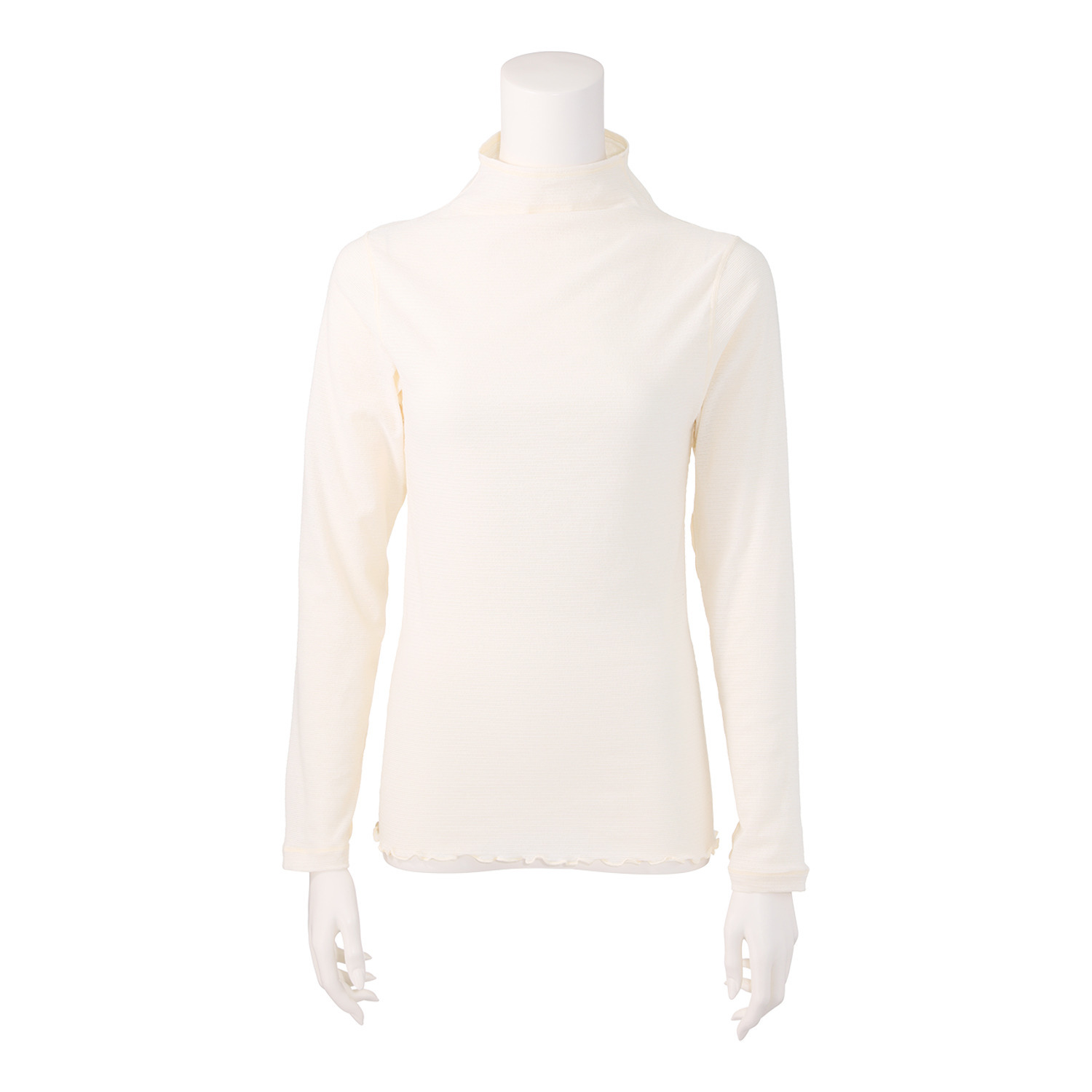 丸福ガーゼ 吸水速乾・抗菌防臭 綿モダール混 ボトルネック 長袖プルオーバー