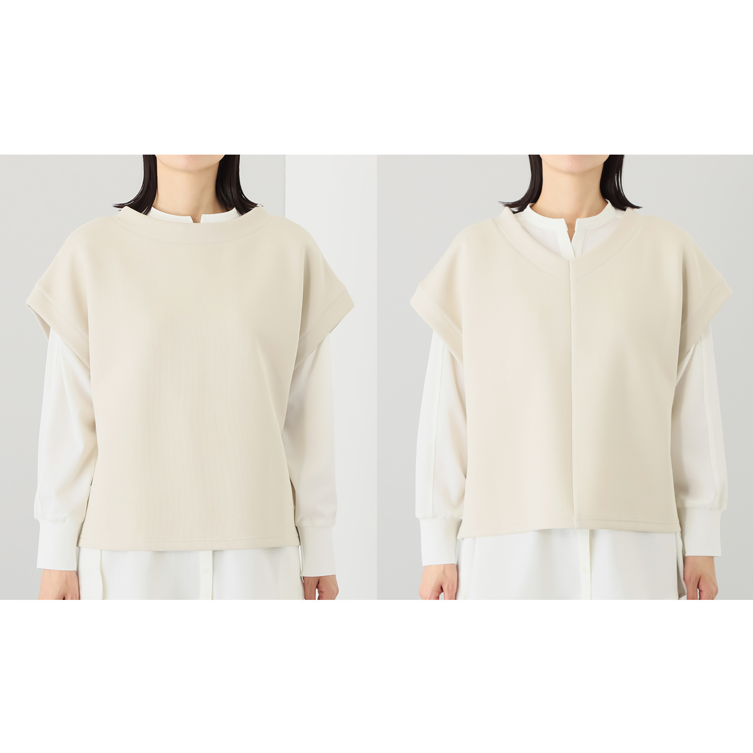 ヨーコモリモト スタッズアクセント ２ウェイデザイン プルオーバーベスト