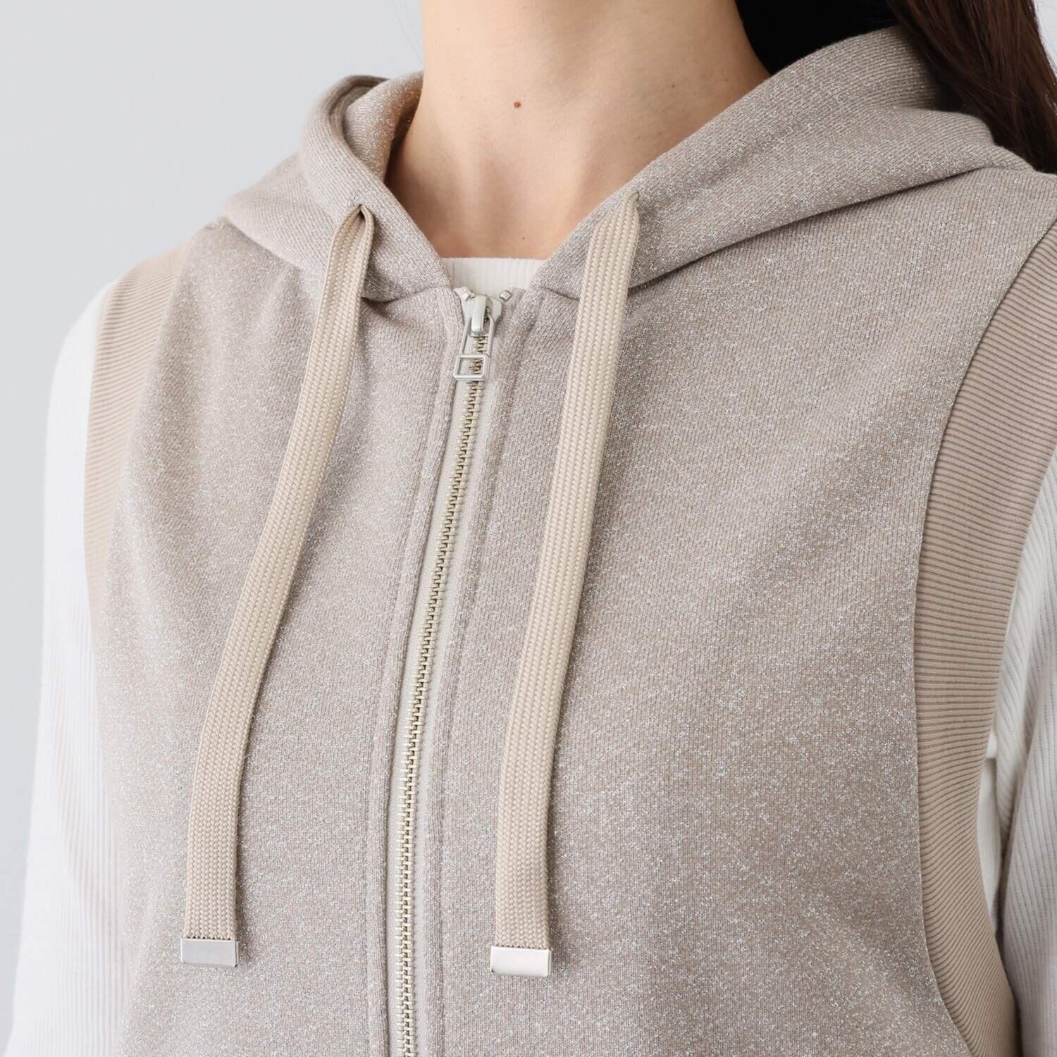 アンリック　オー　ブルー ラメ裏毛 コートインにも使える フーディージレ