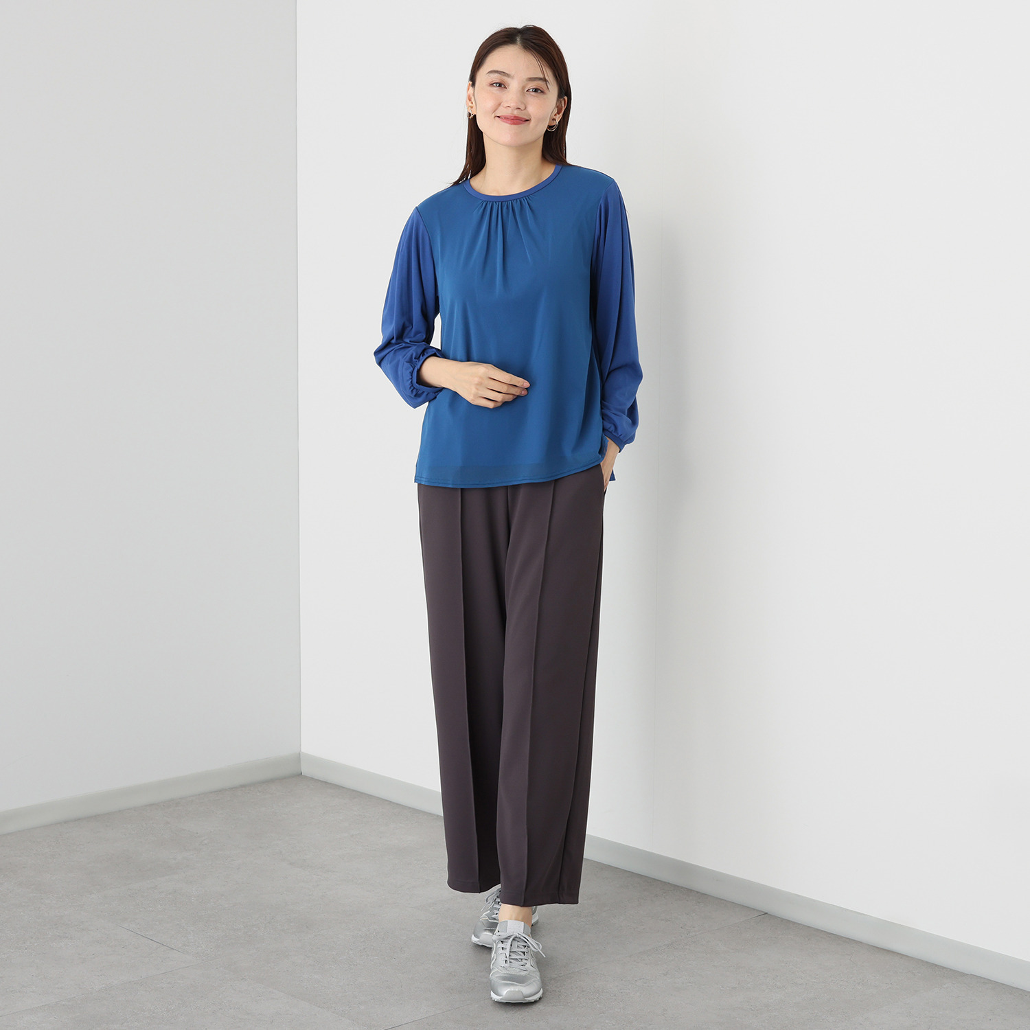 アンリック　オー　ブルー ソフト天竺 チュールレイヤード プルオーバー