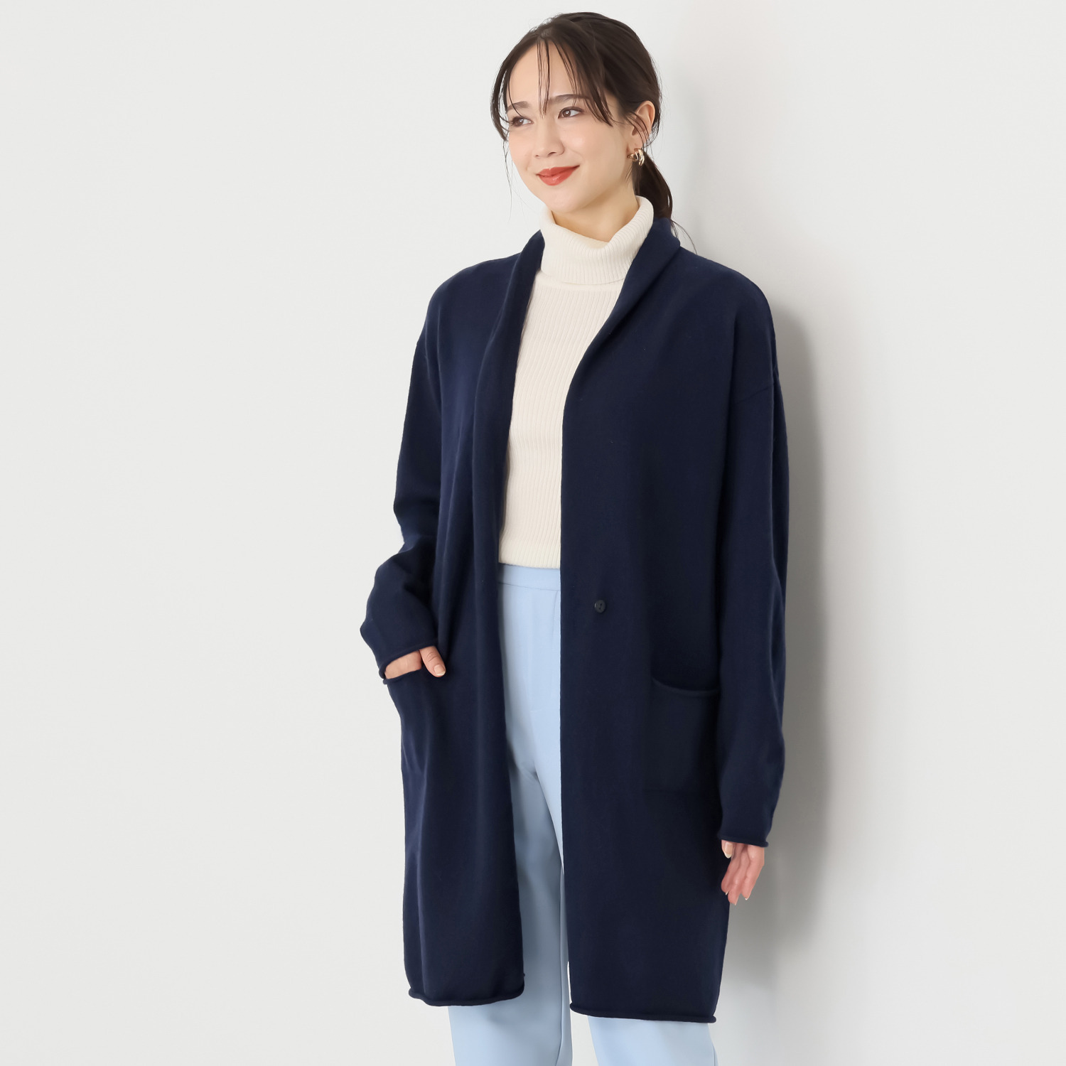 エヌエフ 自社牧場で育った ウール１００％ ニットコーディガン