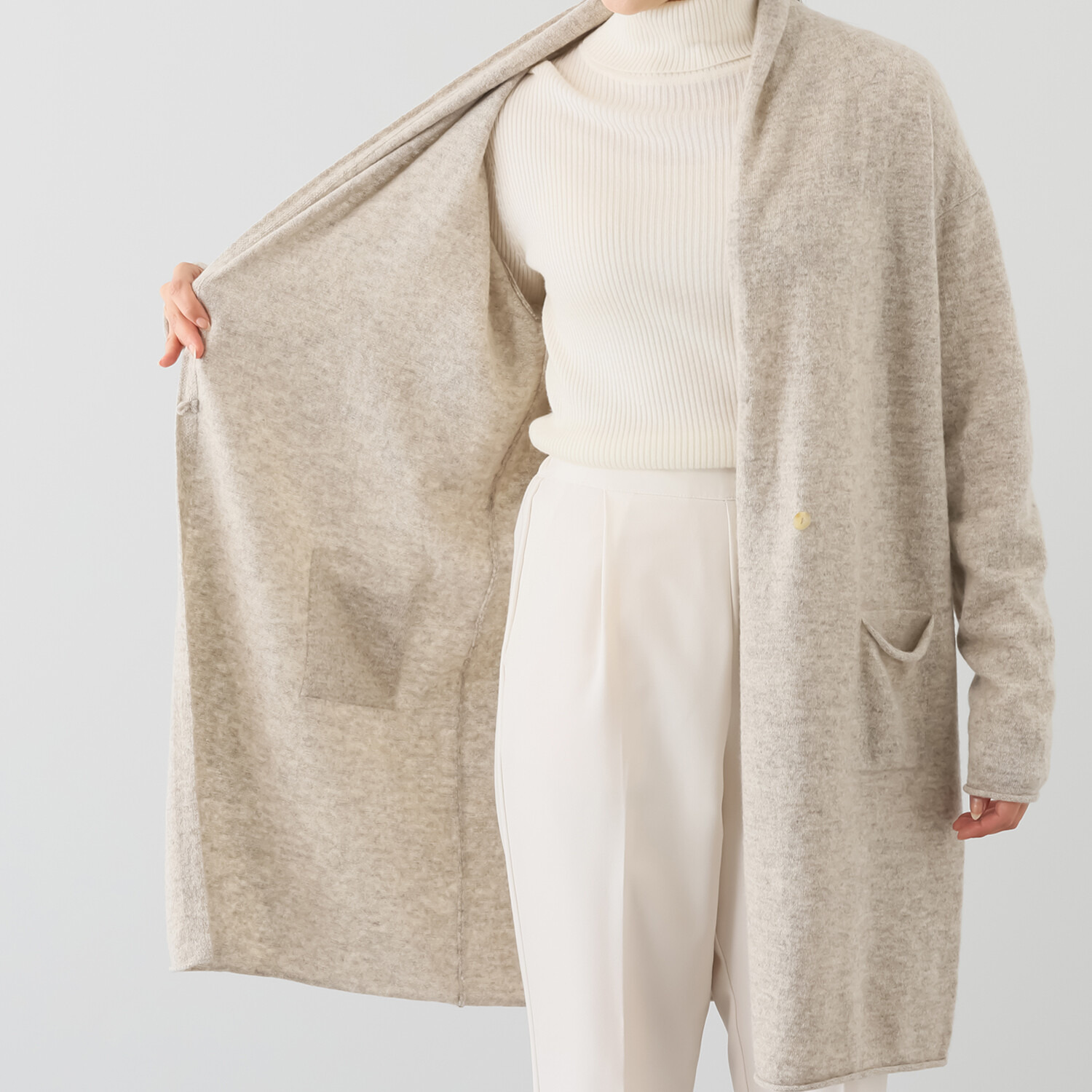 エヌエフ 自社牧場で育った ウール１００％ ニットコーディガン