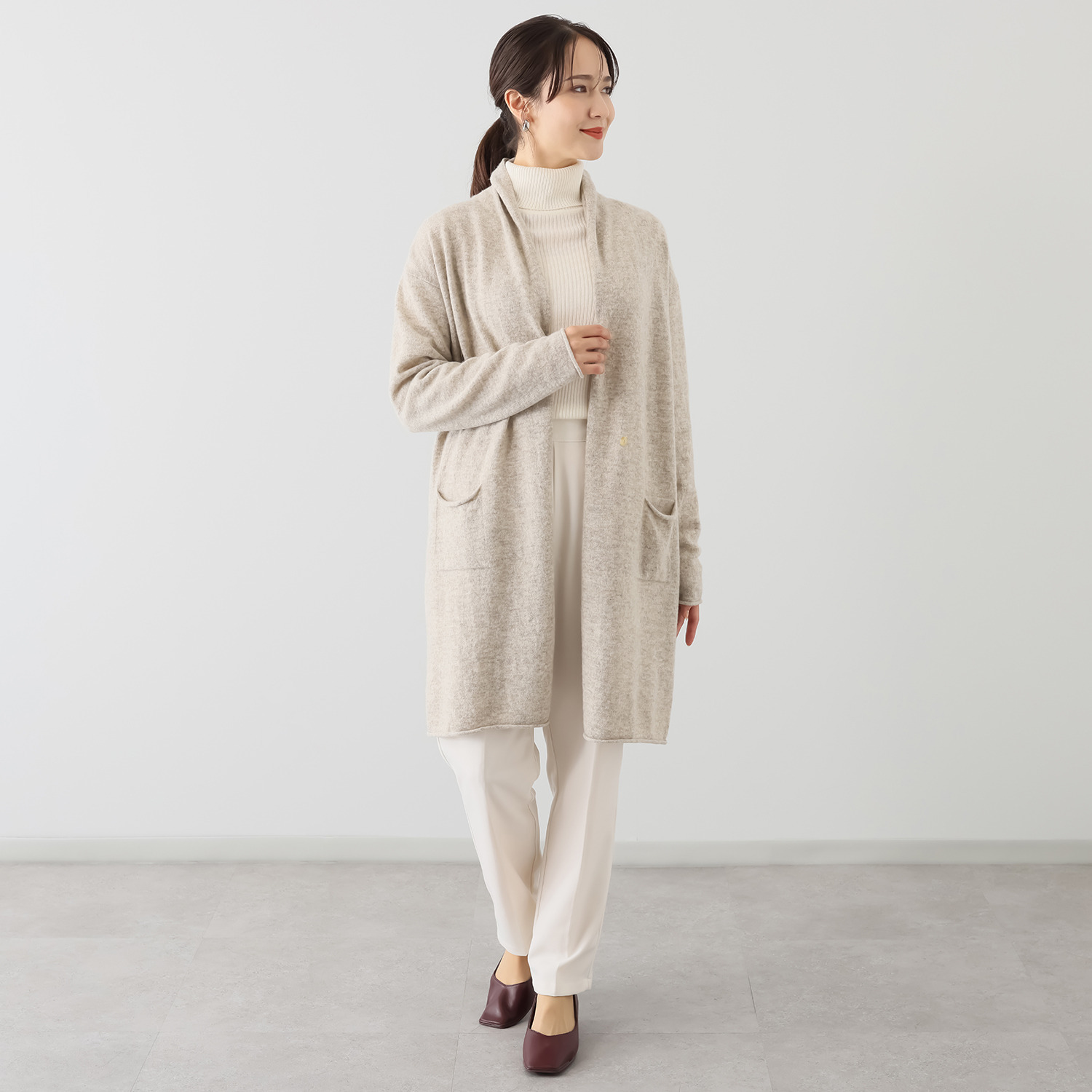 エヌエフ 自社牧場で育った ウール１００％ ニットコーディガン