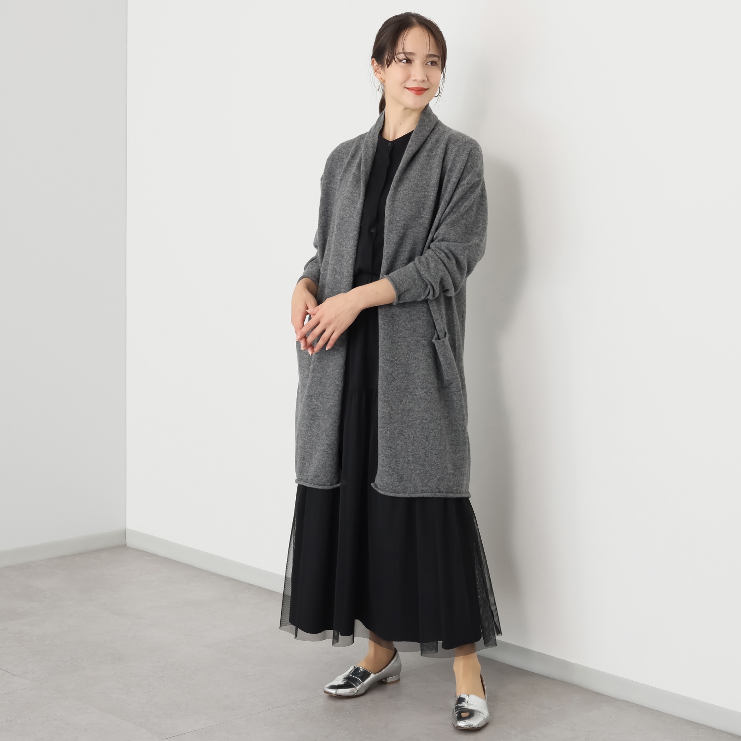 エヌエフ 自社牧場で育った ウール１００％ ニットコーディガン