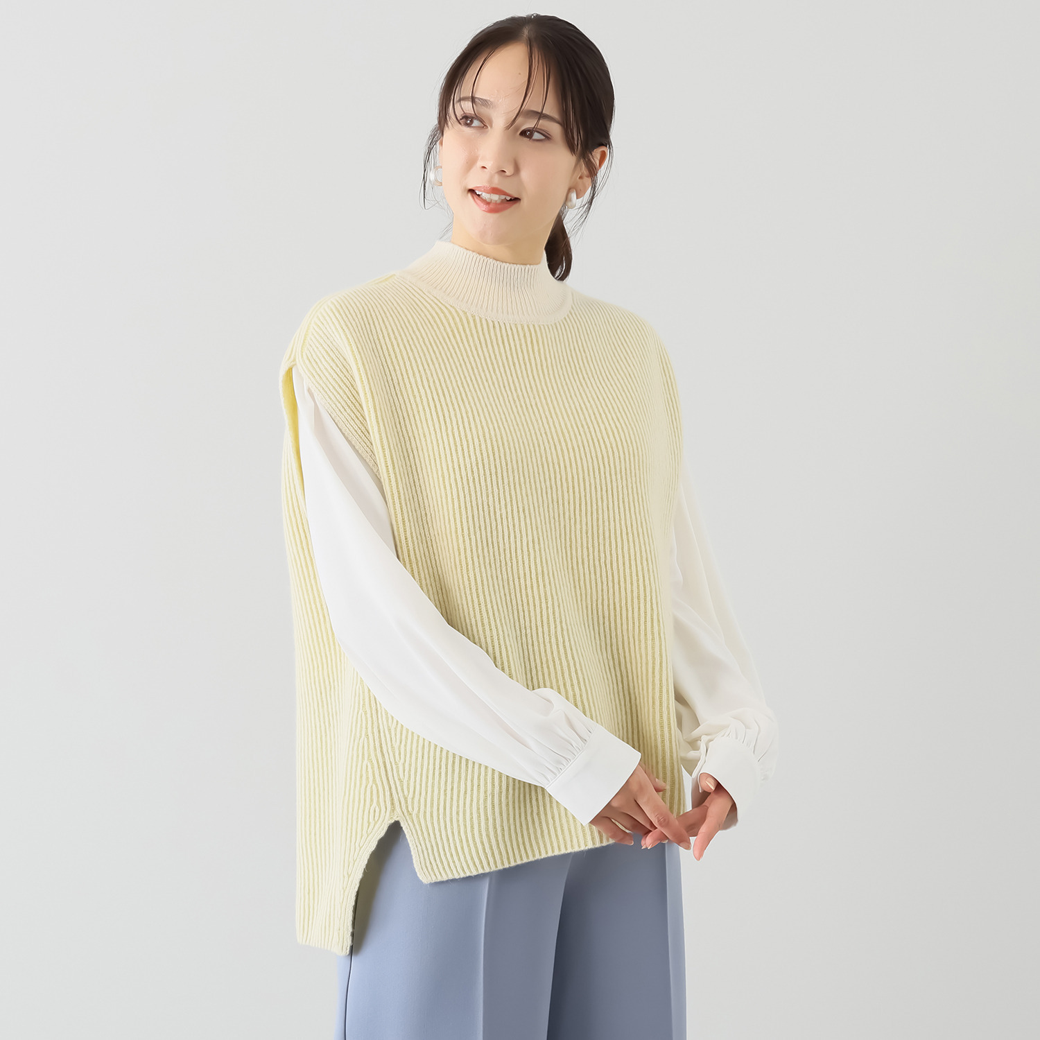 エヌエフ 自社牧場で育った ウール１００％ 畦編ベスト