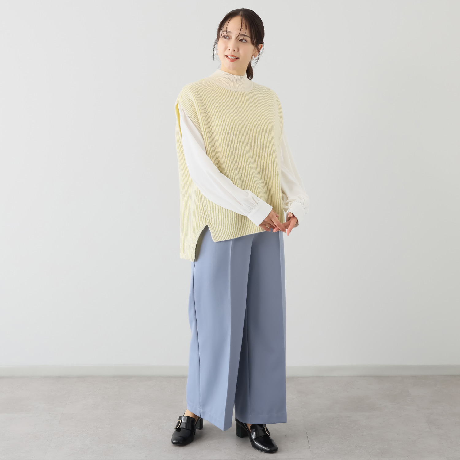 エヌエフ 自社牧場で育った ウール１００％ 畦編ベスト