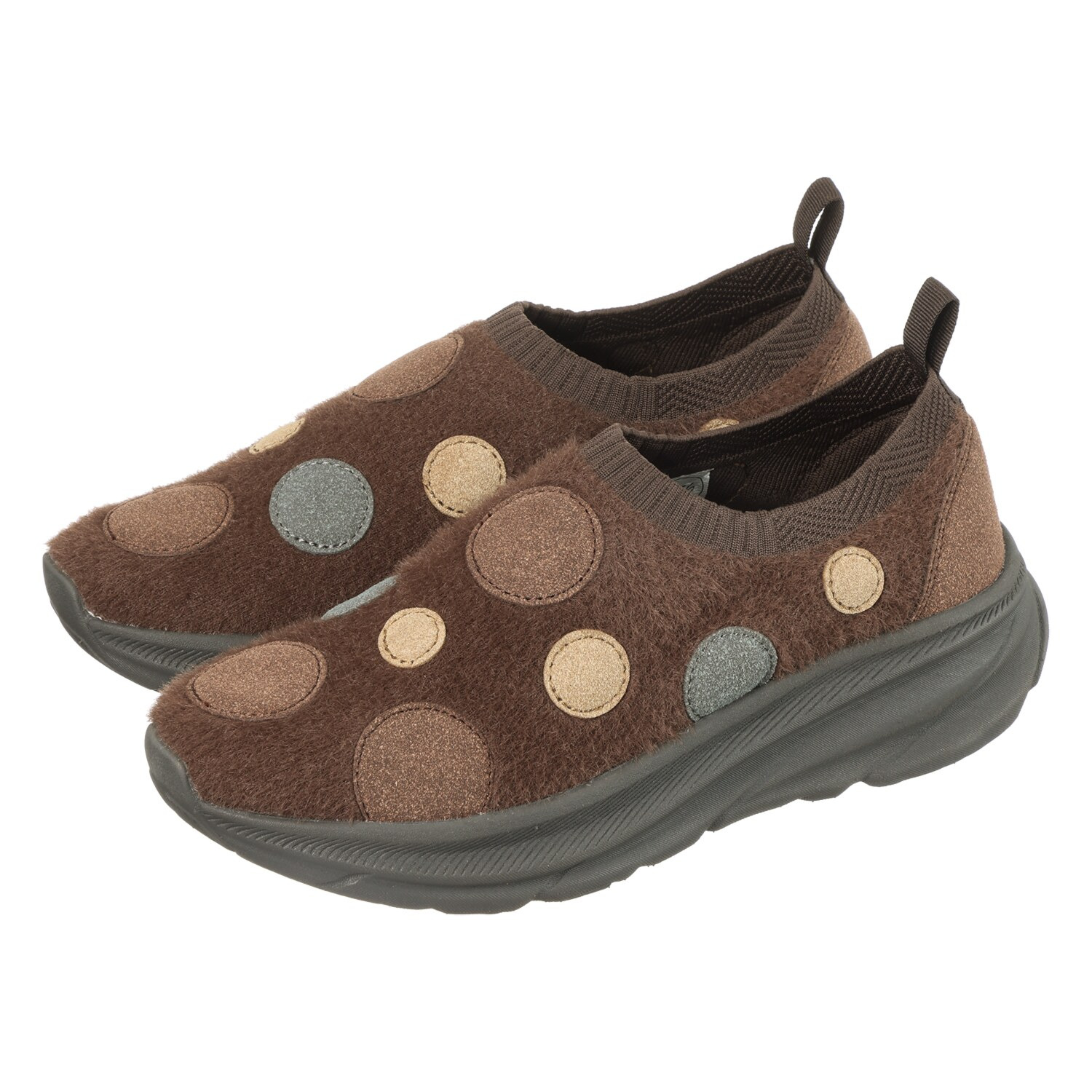 ゴムゴム 丸洗いできる ふわふわニット ドットデザイン 厚底軽量シューズ