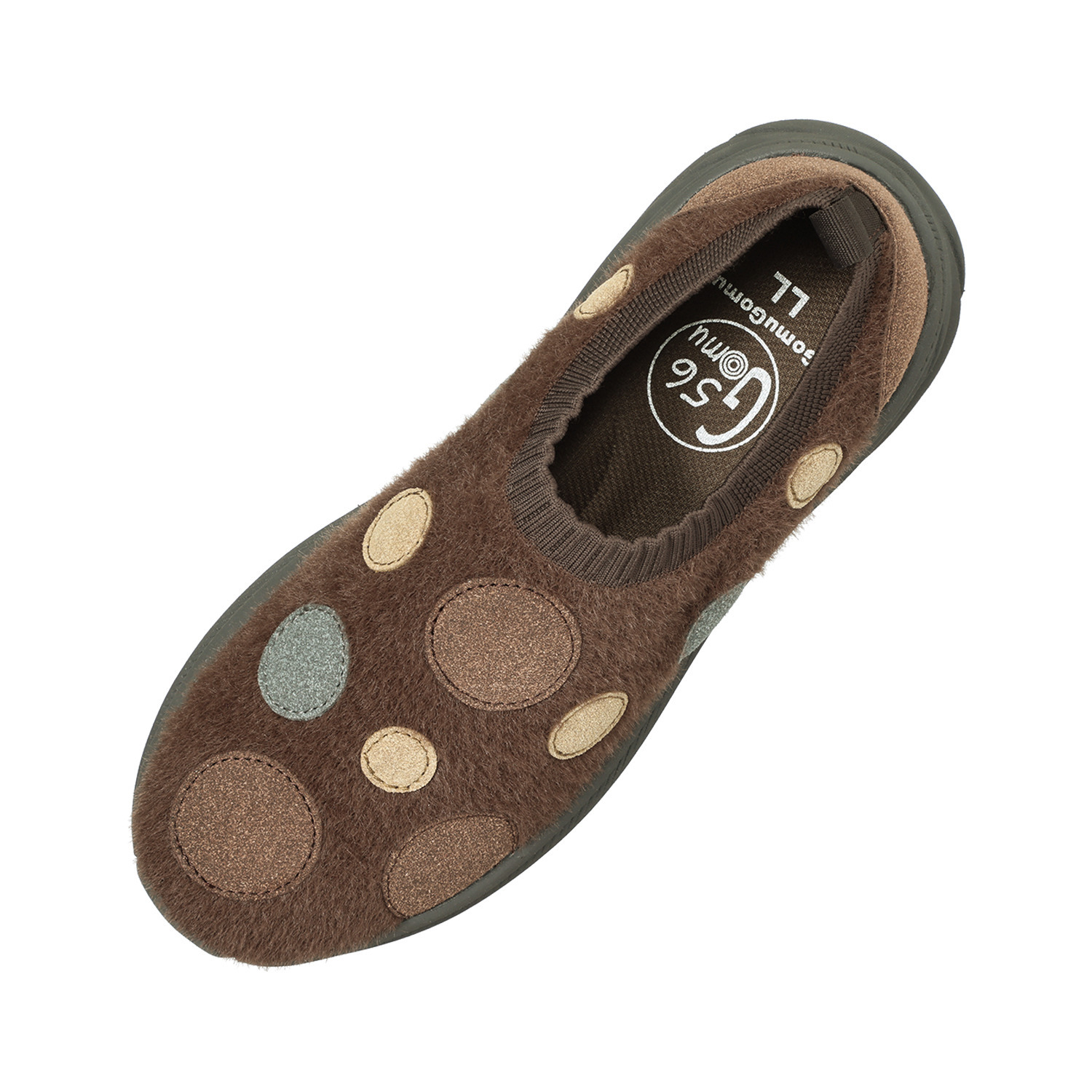 ゴムゴム 丸洗いできる ふわふわニット ドットデザイン 厚底軽量シューズ