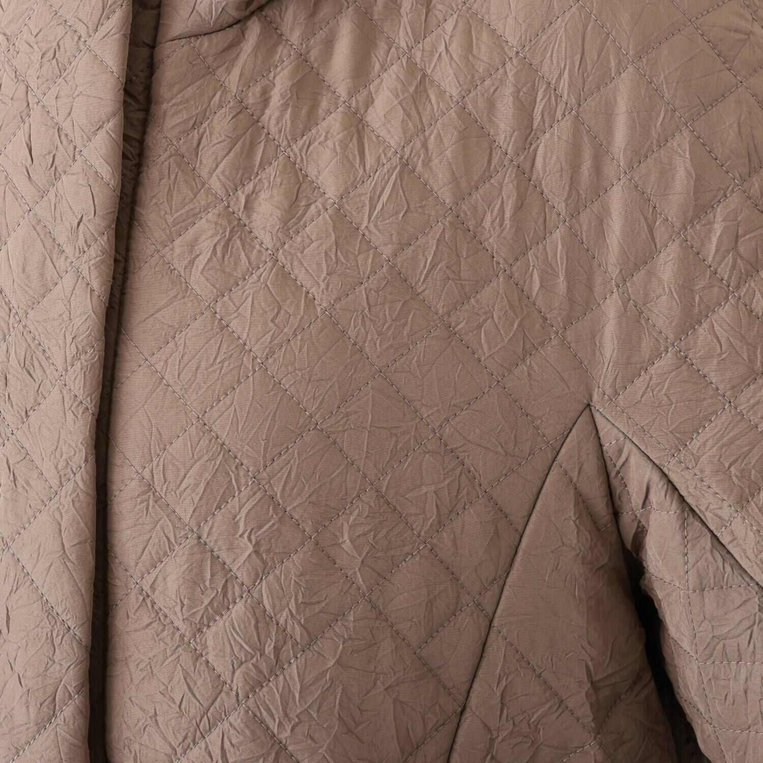 元町ゼラール ワッシャータフタ グラデーションキルト ミドル丈フーディーコート